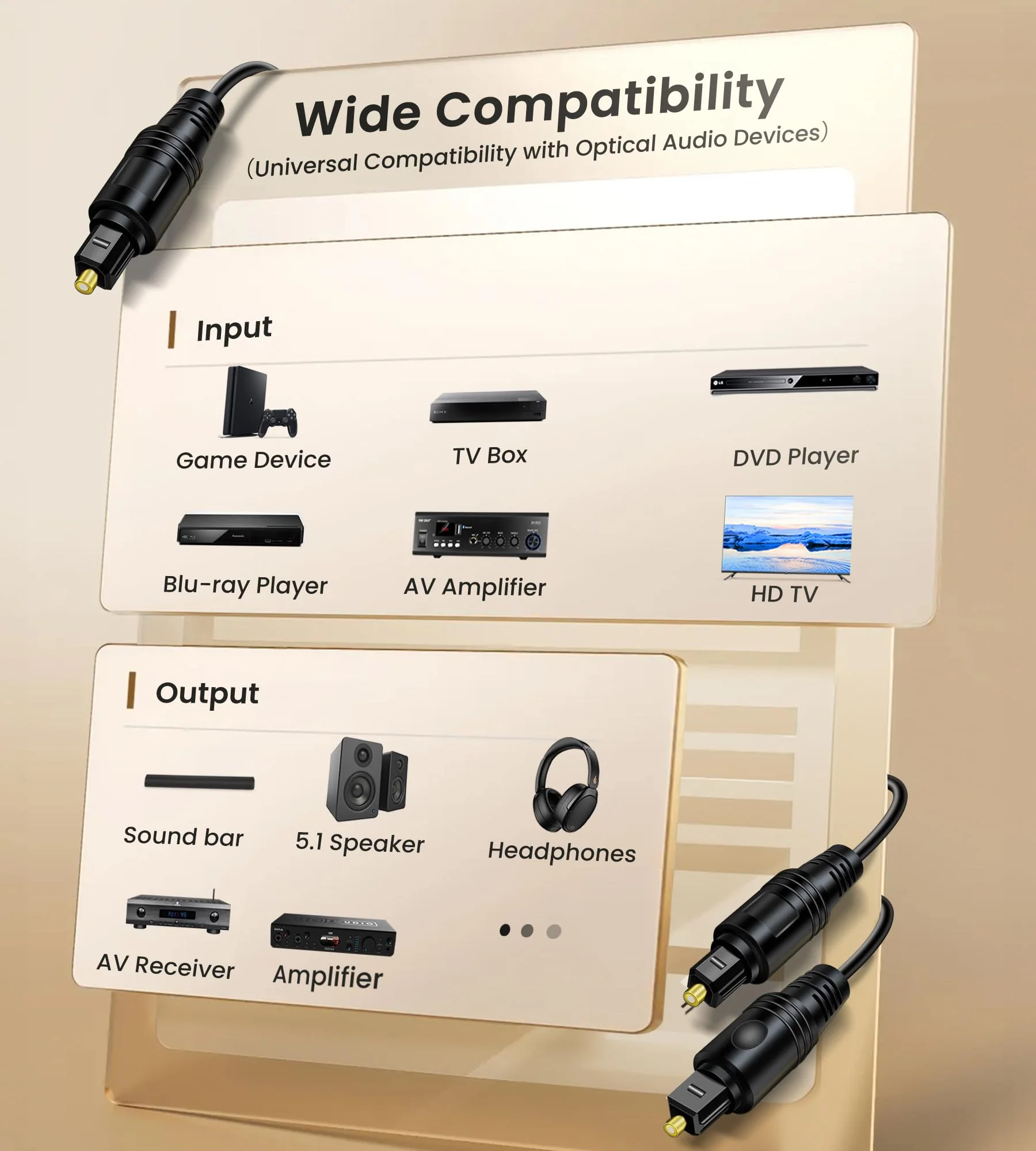 avedio links Digital Audio Splitter 1 in 2 Out 6ft, Toslink Digital Fiber Optic Audio Splitter 1 Male Input 2 Male Output (for Home Theatre, Xbox, PS3/PS4) 1 Male 2 Male 6ft - Image 8