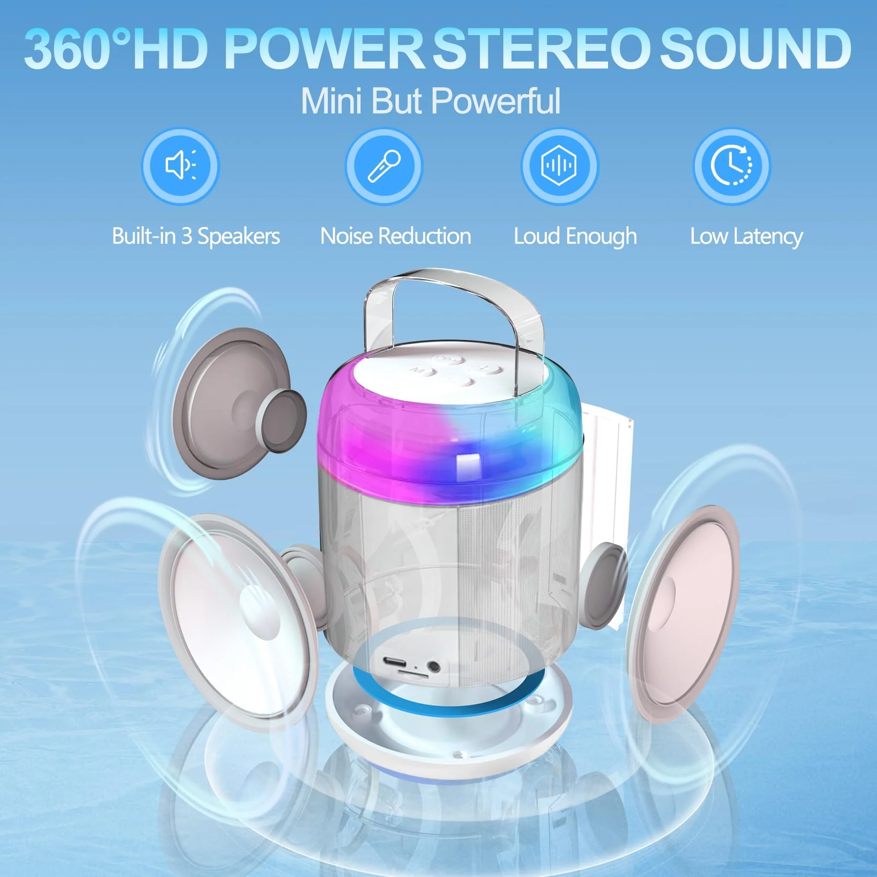 Aveek Karaoke Machine with 2 Wireless Mini Karaoke Microphones,Portable Bluetooth 5.3,Karaoke Audio Microphone All-in-One,Karaoke Machine Suitable for Adults,Children,Birthday Gifts,Family Gatherings - Image 2