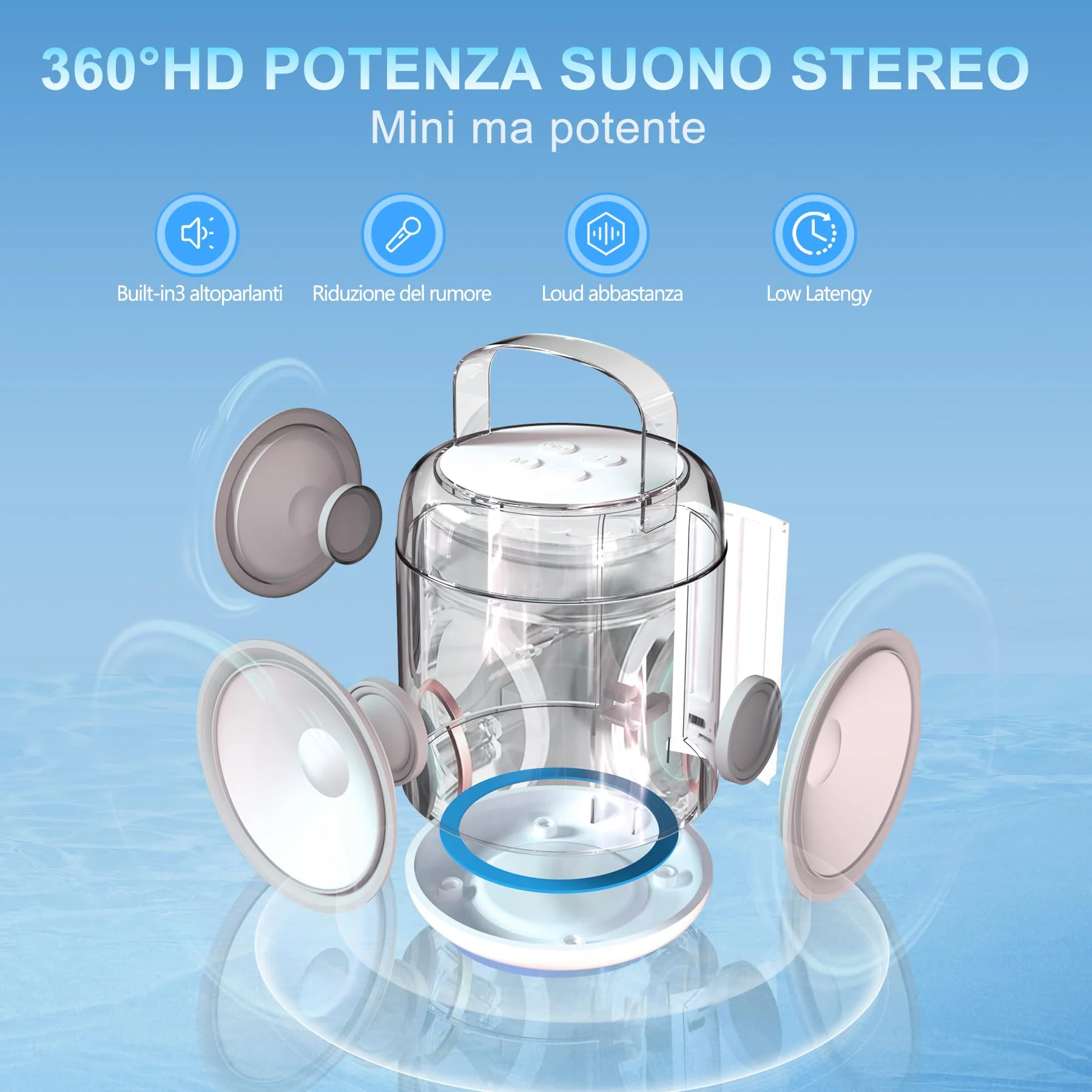 Aveek Mini Karoke Machine, Portable Bluetooth 5.3 Speaker with 1 Wireless Microphone for Kids Adults Toys Gifts for Girls Boys Birthday Christmas Camping Indoor Outdoor Home Party, White - Image 2