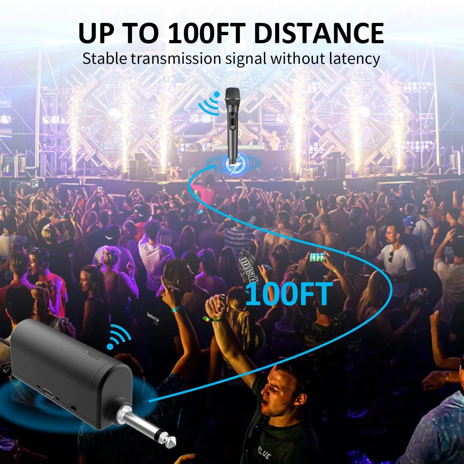 Aveek Wireless Karaoke Microphone, Handheld Mic with Rechargeable Receiver, for Powered Speakers and Amplifiers, Karaoke Microphone Set for Singing,Karaoke,Wedding,DJ,Party (2 Packs) 2 Packs - Image 5