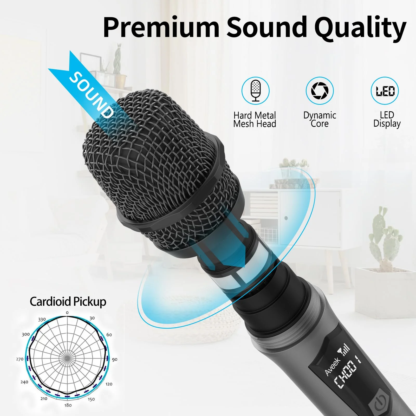 Aveek Wireless Karaoke Microphone, Handheld Mic with Rechargeable Receiver, for Powered Speakers and Amplifiers, Karaoke Microphone Set for Singing,Karaoke,Wedding,DJ,Party (2 Packs) 2 Packs - Image 7
