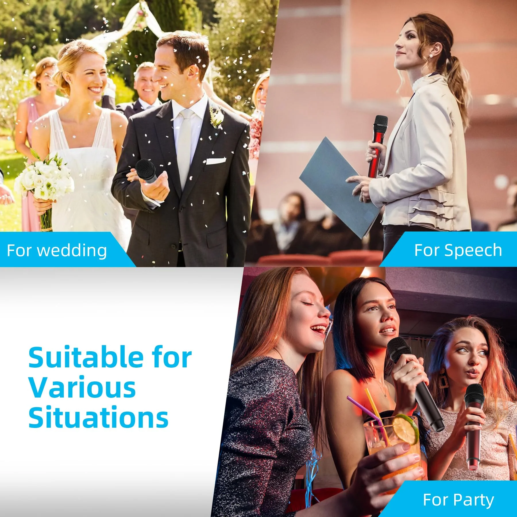 Aveek Wireless Microphone for Karaoke, Rechargeable Karaoke Microphone(Work 10hs), for Speaker, Karaoke Machine,Church, Speech, Wedding, Party Singing, Grey&Red, 2 Packs red&gray - Image 8