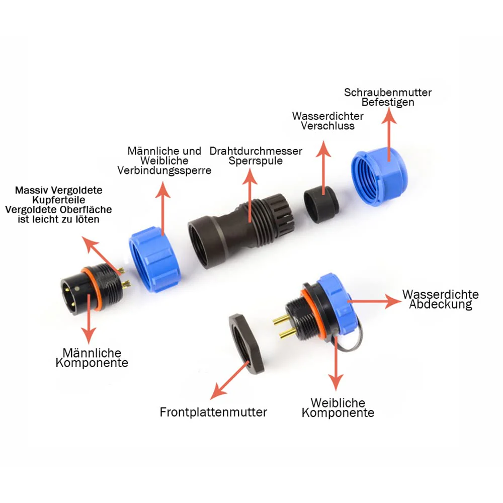 Aviation Plug SP17 IP68 2 Pin SP17 Series 2 Pin Female Plug and Male Round Socket Waterproof Connector Satellite Cable Connector SP17 2pin - Image 4