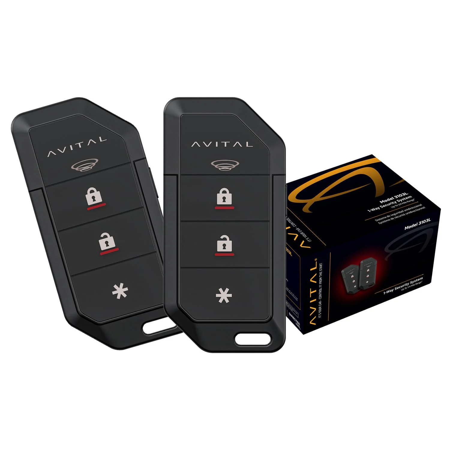 Avital 3103L Automotive 1-Way Security System with Two 4-Button Remotes