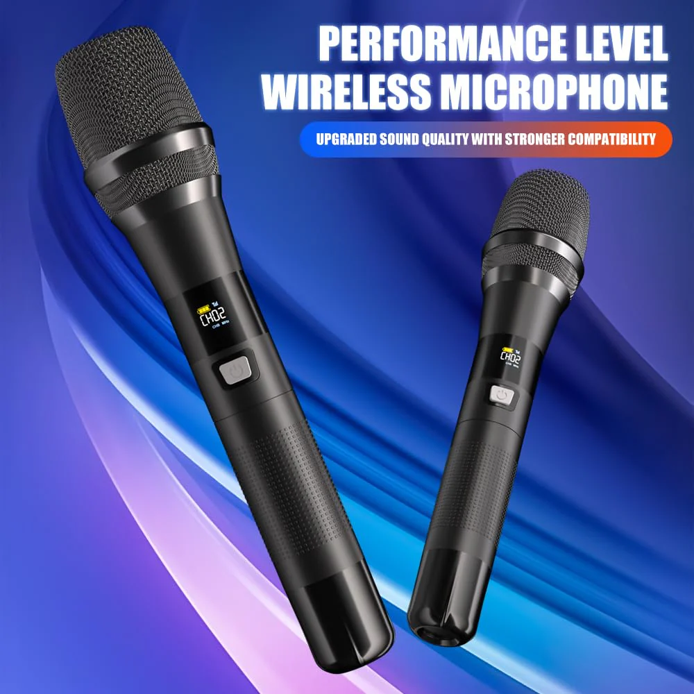 AX322 Professional UHF Wireless Dynamic Microphone Set, Dual Microphones with Rechargeable Receiver, Plug and Play, Suitable for Karaoke and Musical Instruments - Image 2