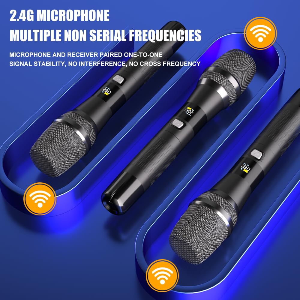 AX322 Professional UHF Wireless Dynamic Microphone Set, Dual Microphones with Rechargeable Receiver, Plug and Play, Suitable for Karaoke and Musical Instruments - Image 6