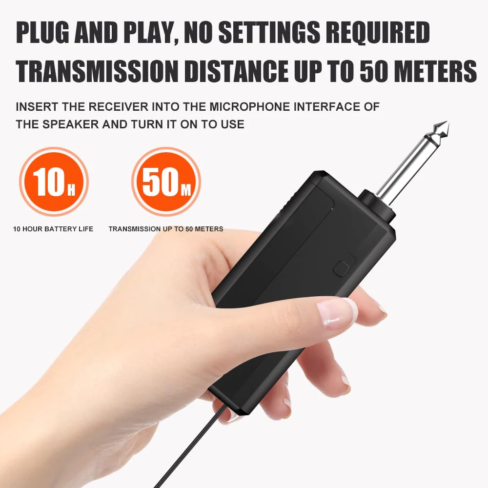 AX322 Professional UHF Wireless Dynamic Microphone Set, Dual Microphones with Rechargeable Receiver, Plug and Play, Suitable for Karaoke and Musical Instruments - Image 8