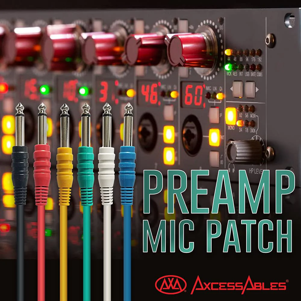 AxcessAbles 1/4 (6.35mm) TS to 1/4 (6.35mm) TS Unbalanced Mono Multi-Color Patch Cables 6 Pack (3ft) Outboard Gear & Patchbay Studio Cables External Effects Digital Analog Effects 3ft - 6PK - Image 8