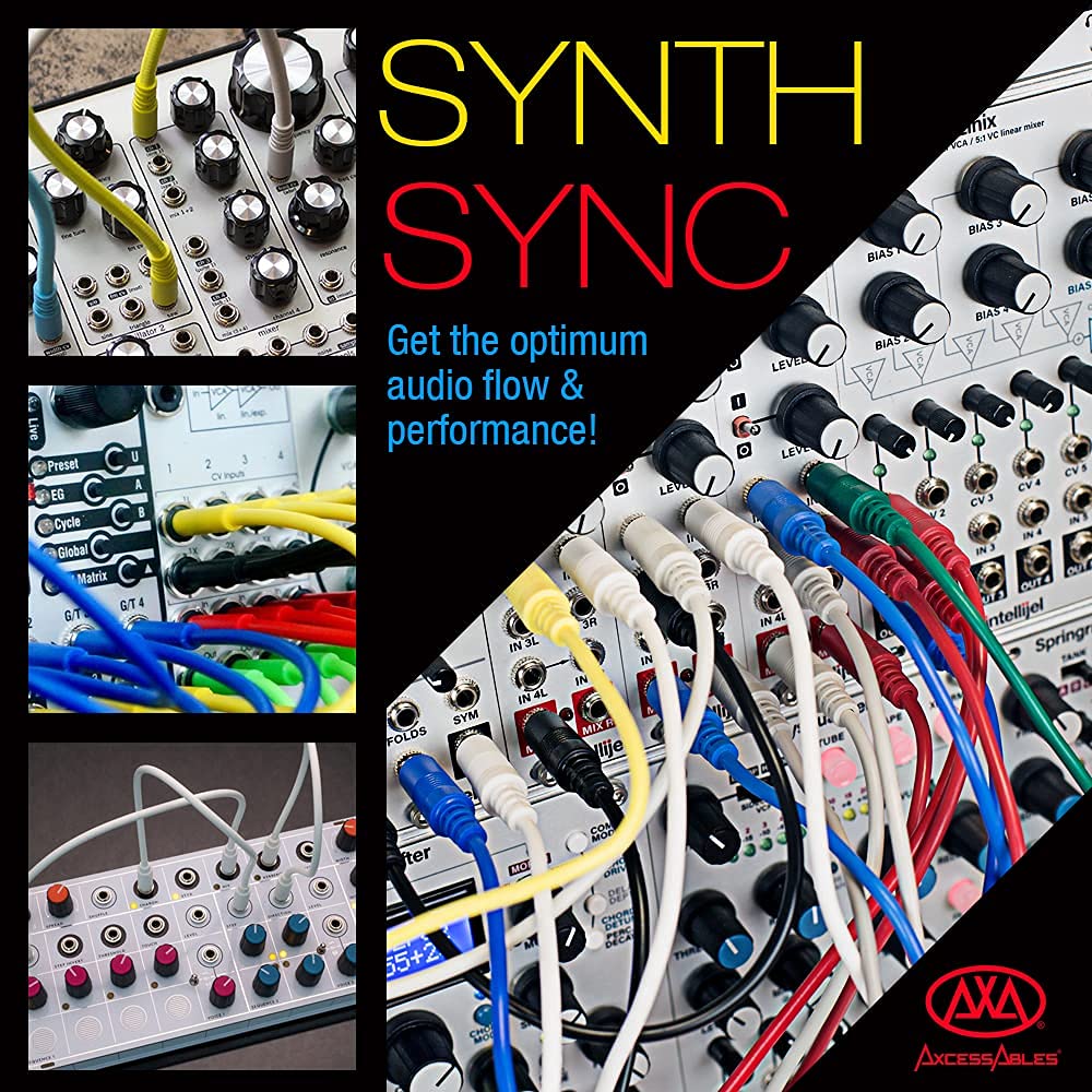 AxcessAbles 3.5mm TS Patch Cables | 1/8 Inch TS Aux Cable Pack (1ft, 6 Pack) | Eurorack Synthesizer Audio Cables | Multicolor Unbalanced Patch Cables 1ft - Image 3