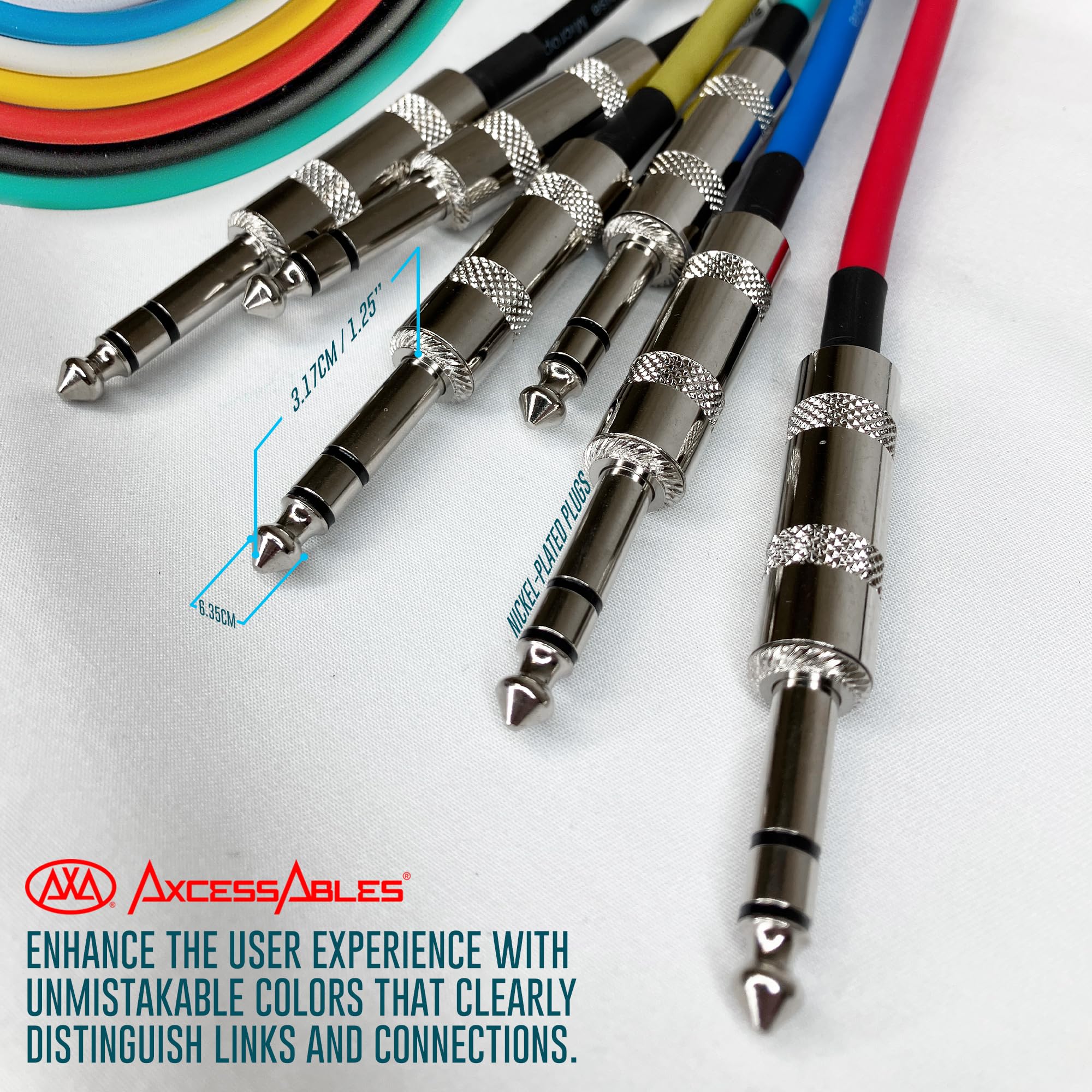 AxcessAbles Balanced Audio Cables - 1/4" TRS to TRS 6 Pack (10ft) 10ft - Image 4