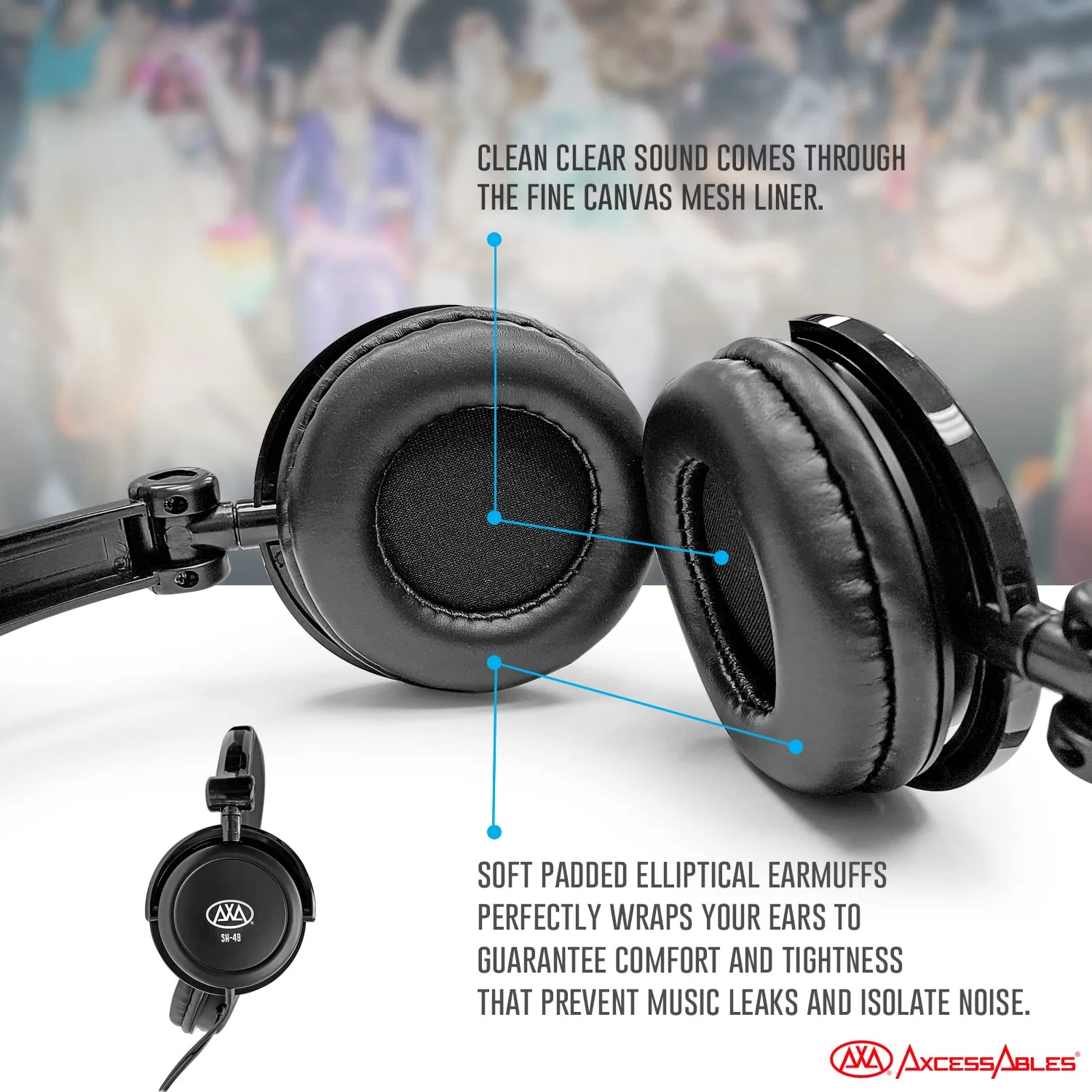 AxcessAbles On-Ear Closed-Back Studio Headphones | DJ Headphones with 6ft Cable and 1/4-inch Jack Adapter | 38mm Neodymium Driver Swiveling Cups| Guitar Practice Headphones | Recording Headphones 1 Recording Headphones - Image 4