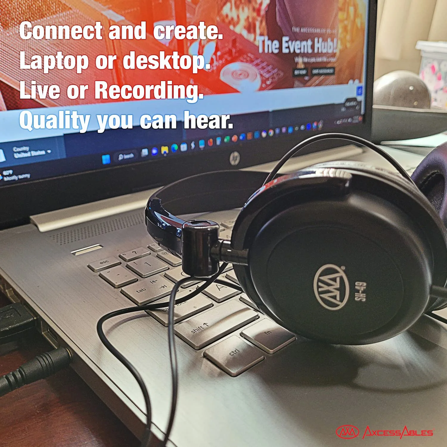 AxcessAbles On-Ear Closed-Back Studio Headphones | DJ Headphones with 6ft Cable and 1/4-inch Jack Adapter | 38mm Neodymium Driver Swiveling Cups| Guitar Practice Headphones | Recording Headphones 1 Recording Headphones - Image 6