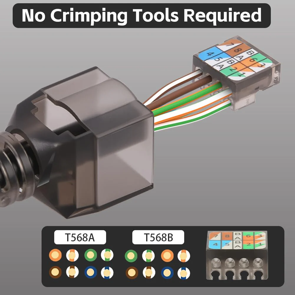 AXFEE 10 x RJ45 Connectors Tool-Free, CAT6A CAT6 Network Plug, Compatible with Cat6A Cat6 Cables, LAN Plug, LSA Fully Shielded, Ideal for Home and Office Networks # 10 pieces for Cat6A Cat6 - Image 5