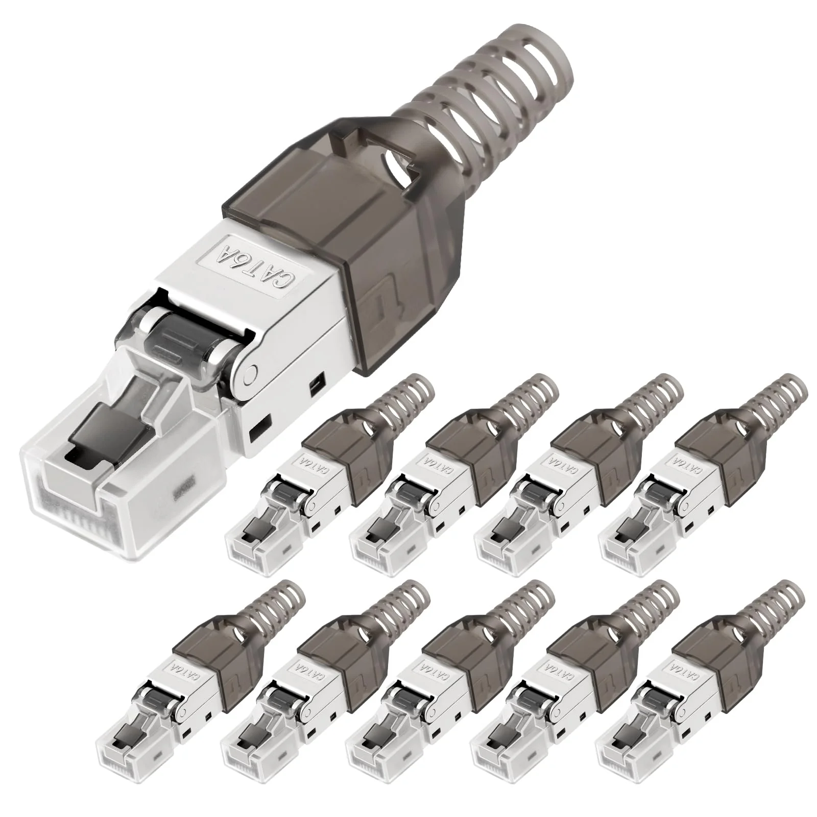 AXFEE 10 x RJ45 Connectors Tool-Free, CAT6A CAT6 Network Plug, Compatible with Cat6A Cat6 Cables, LAN Plug, LSA Fully Shielded, Ideal for Home and Office Networks # 10 pieces for Cat6A Cat6 - Image 8