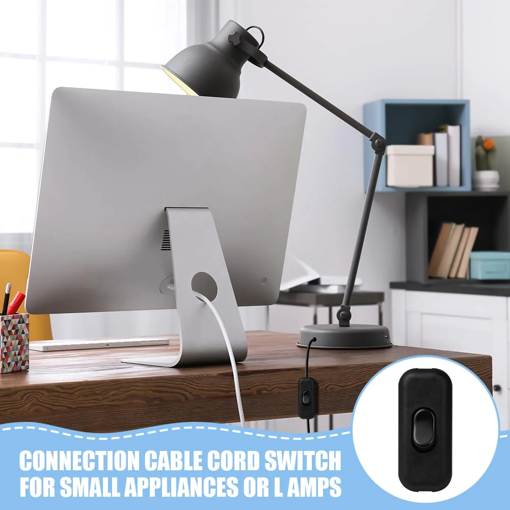 AXFEE Inline Switch, Pack of 2 250 V 6 A Intermediate Switch Cord Switch, Cable Switch, Rocker Switch, 2-Core and 3-Core Leads, Cord Switch for Lamp Small Appliances, Black Black - Pack of 2 - Image 4
