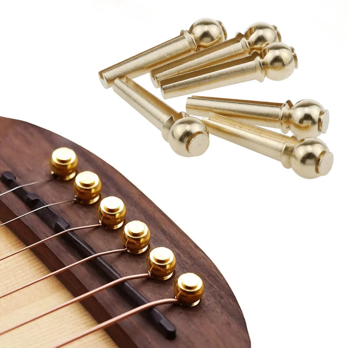 AYLIFU Guitar Bridge Pin 6-Piece Acoustic Brass Guitar Bridge Pin Replacement Parts with Metal Piano Bridge Pin Remover - Image 4