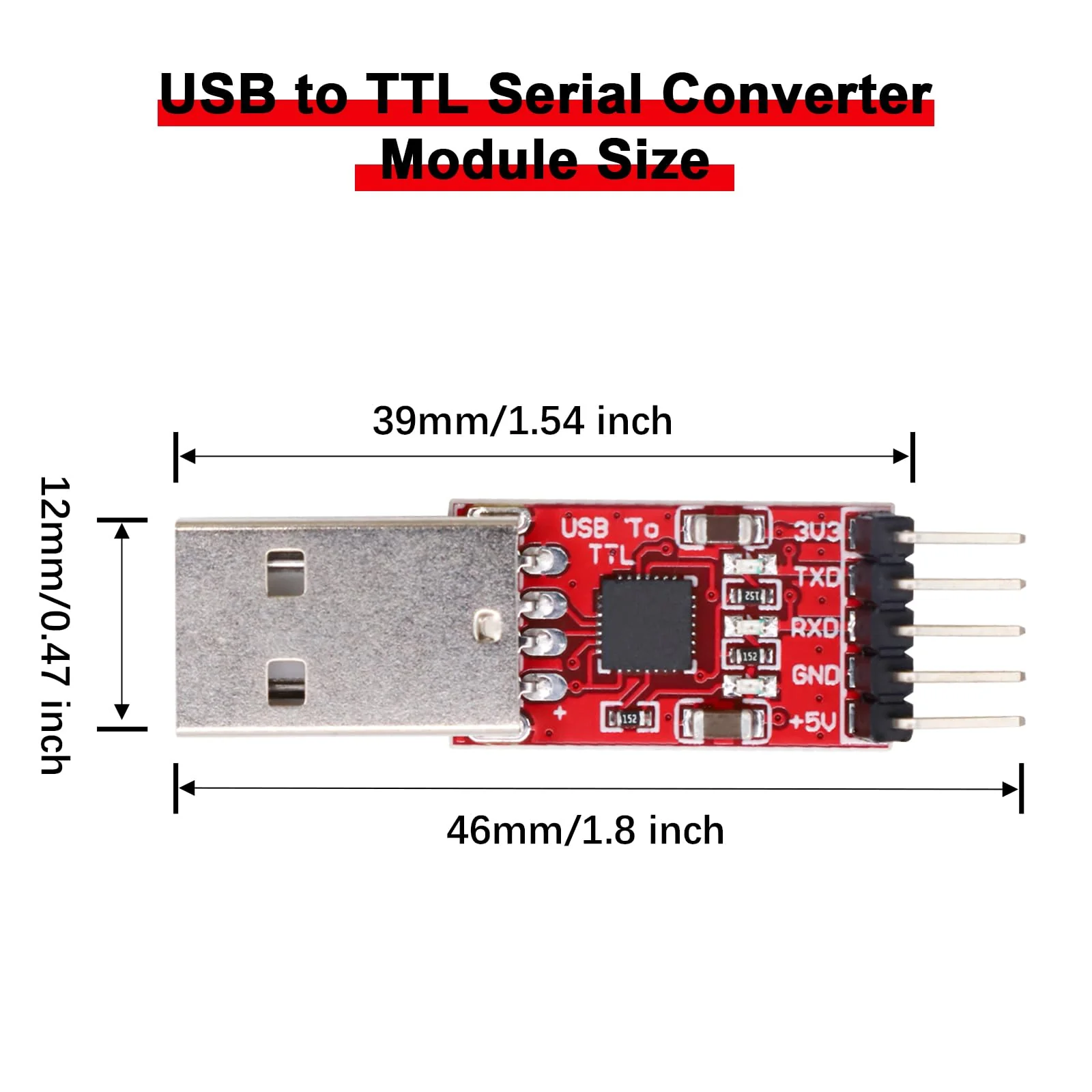 AYWHP CP2102 HW-598 USB to TTL Serial Converter Module UART USB TTL Adapter Converter for 3.3 V and 5 V with Jumper Cable Pack of 2 - Image 2