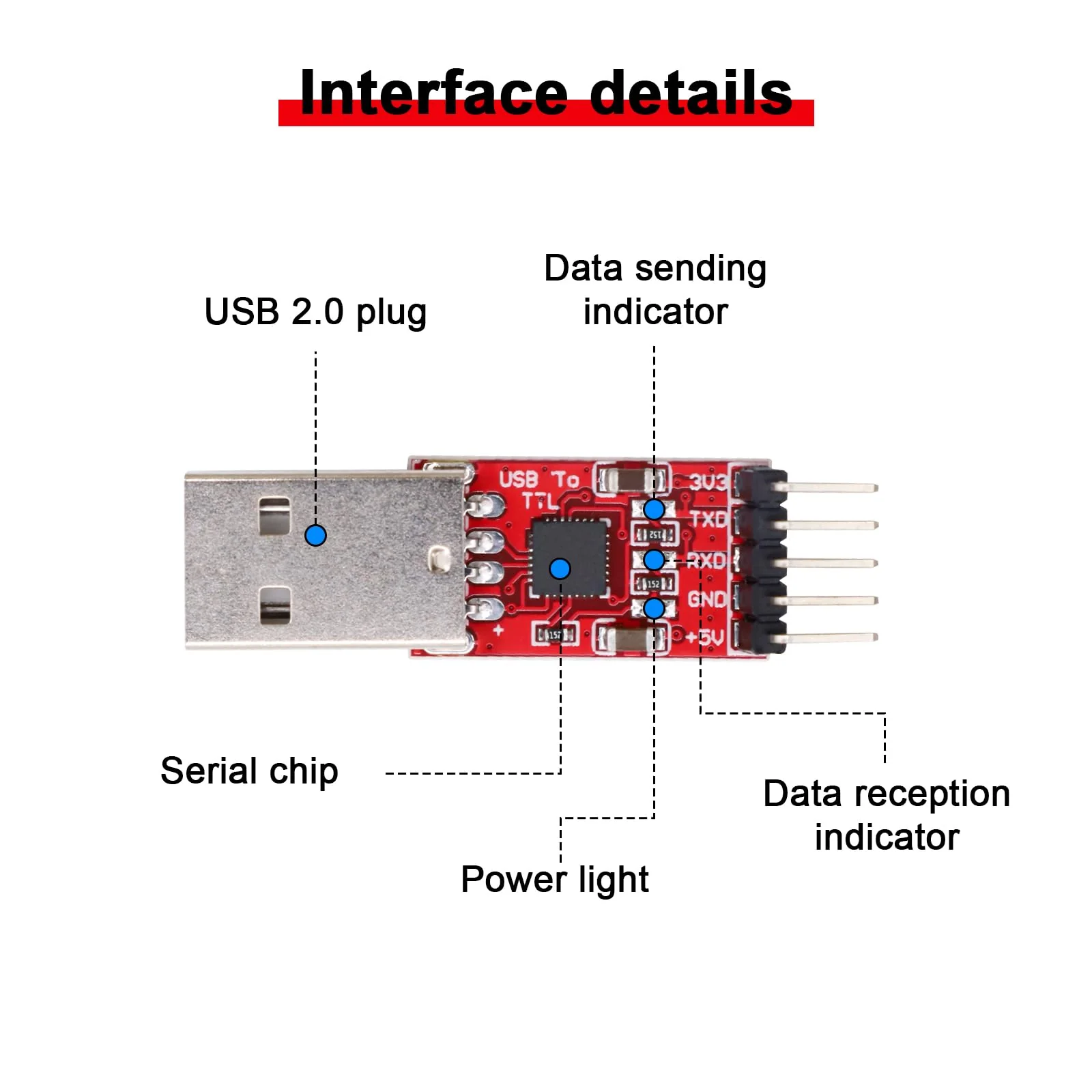 AYWHP CP2102 HW-598 USB to TTL Serial Converter Module UART USB TTL Adapter Converter for 3.3 V and 5 V with Jumper Cable Pack of 2 - Image 4