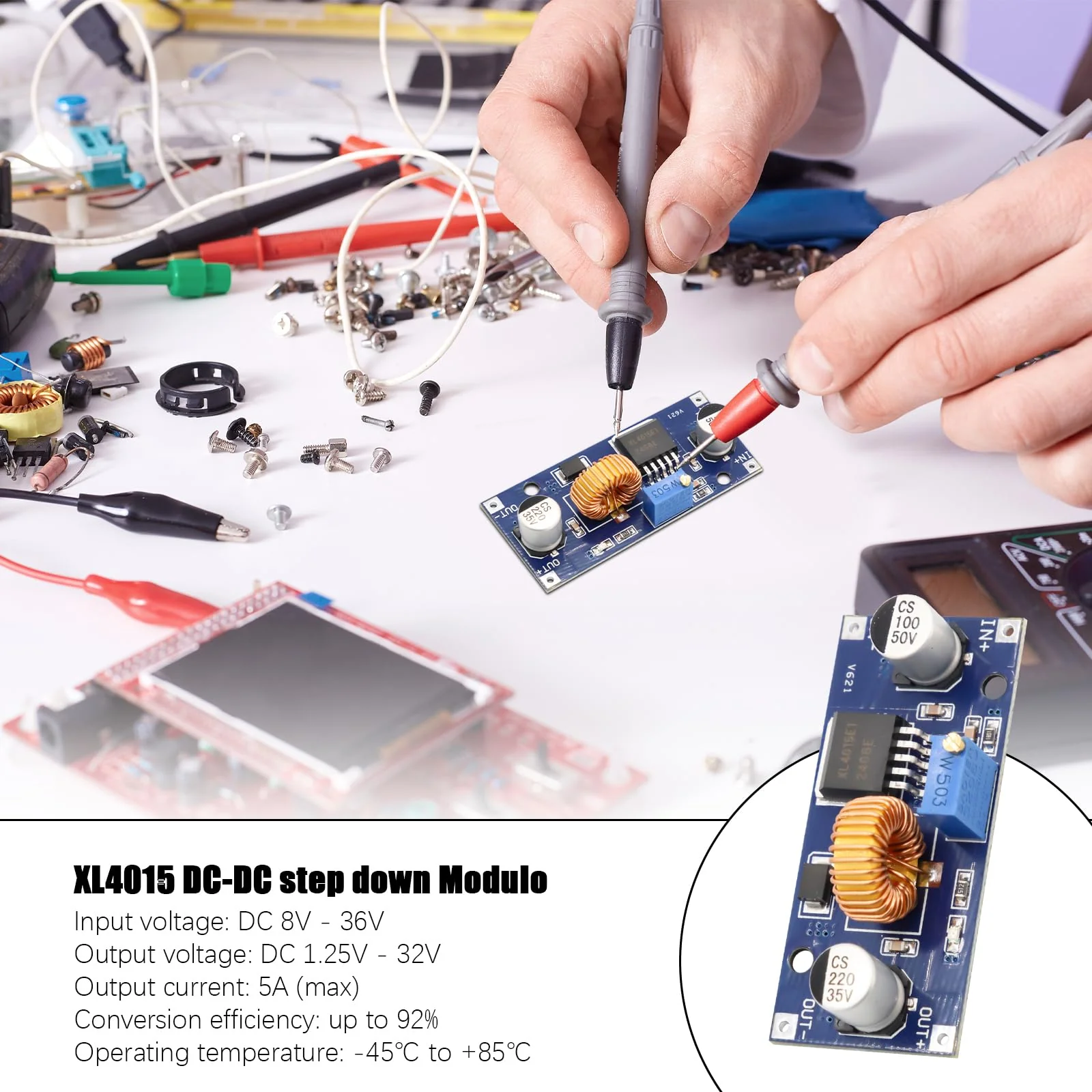 AYWHP DC-DC Step-Down Converter XL4015 6 Pieces 4-38V to 1.25-36V 5A 96% Efficiency for Arduino - Image 6