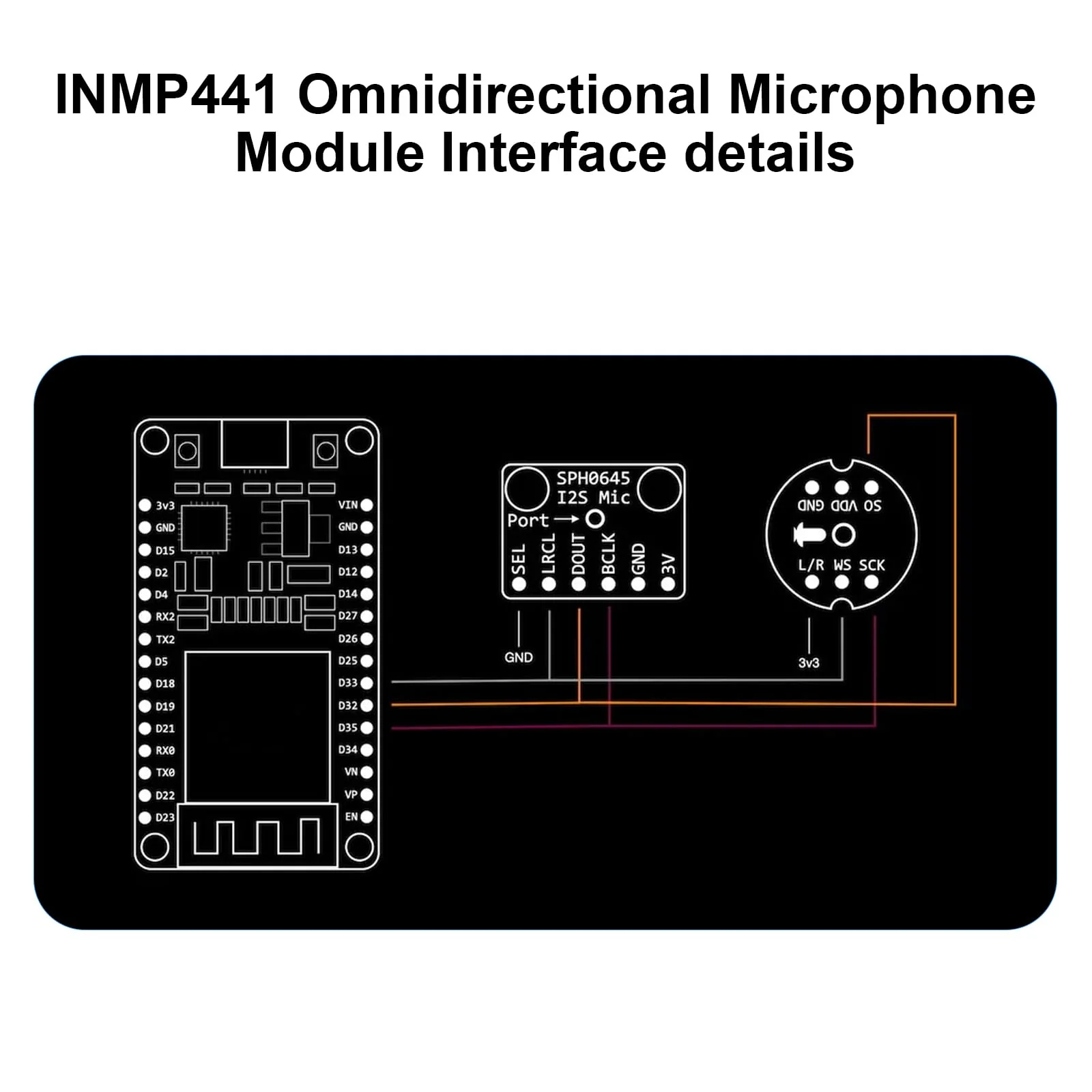 AYWHP Pack of 3 INMP441 Omnidirectional Microphone Module 24 Bit I2S Interface Digital Output Compatible with ESP-32 Arduino - Image 5