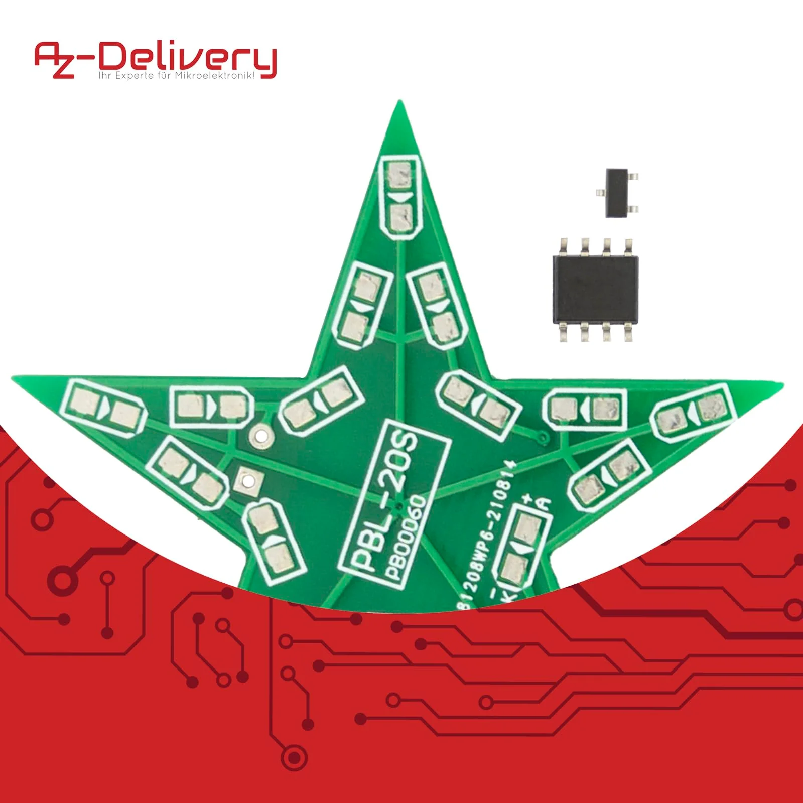 Az Delivery LED Poinsettia Soldering Kit - DIY Electronics Kit for a Star with Red Lighting Effect - Ideal for Mint Learning, Christmas Decoration and Soldering Exercises 1 - Image 7