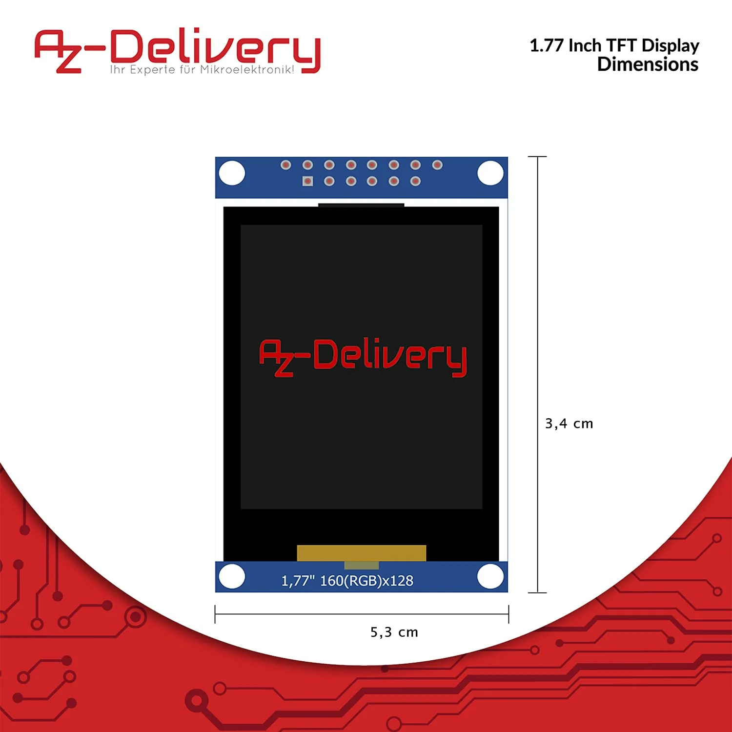 AZDelivery ⭐⭐⭐⭐⭐ SPI 1.77 inch TFT Display 128X160 Pixels 1 x TFT Display - Image 8