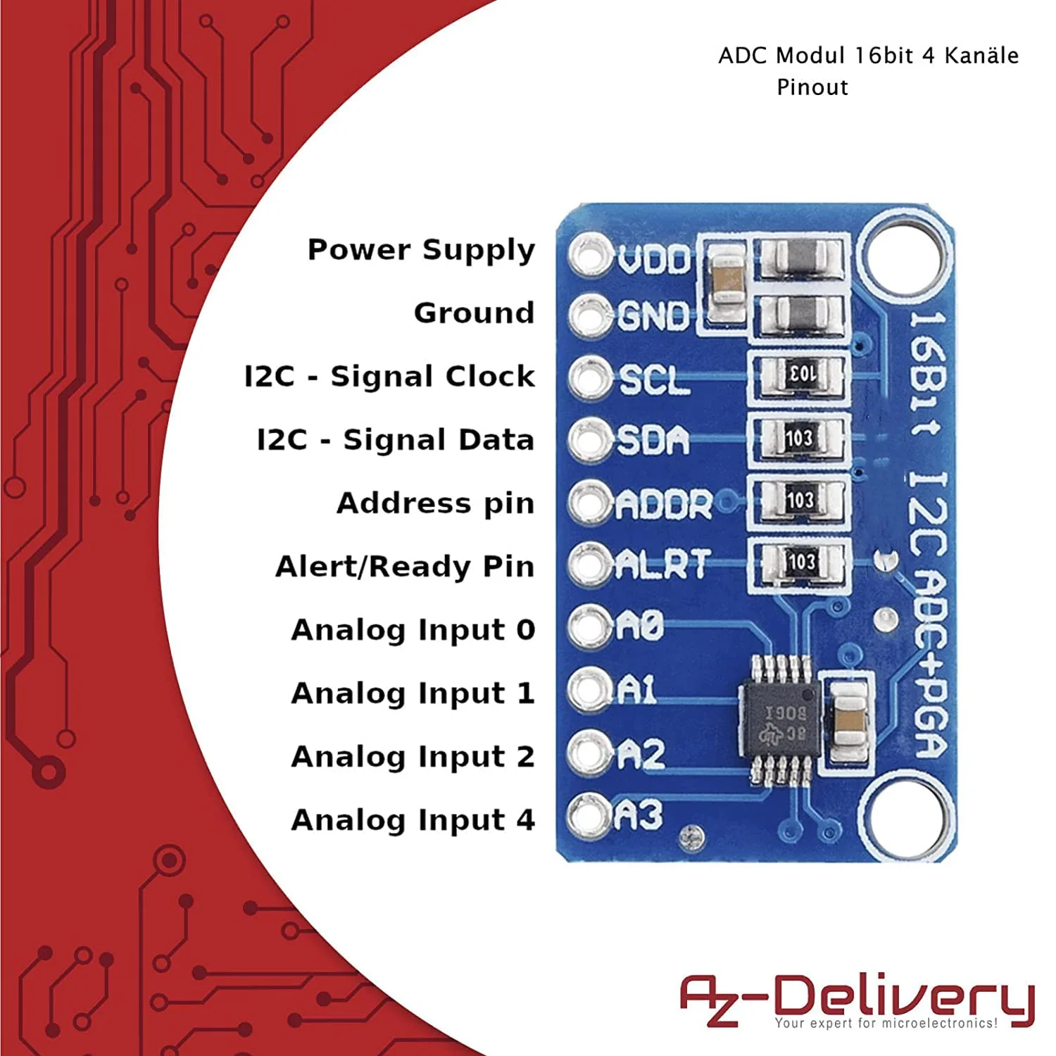 AZDelivery 3 x Compatible with ADS1115 ADC Module 16bit 4 Channels Compatible with Arduino and Raspberry Pi with E-Book - Image 6