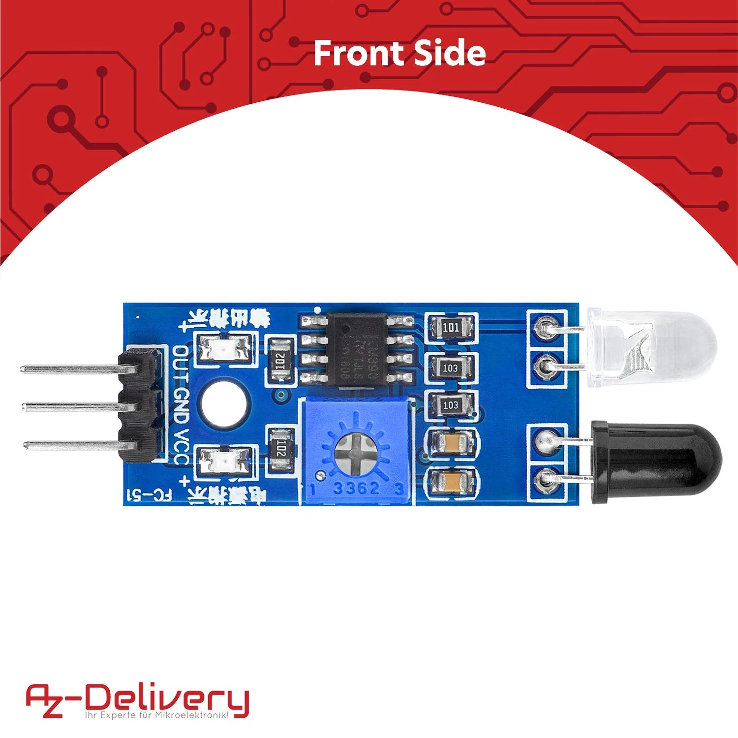 AZDelivery 3 x IR Infrared Module for Obstacle Detection Distance Sensor Compatible with Arduino and Raspberry Pi Includes eBook - Image 2