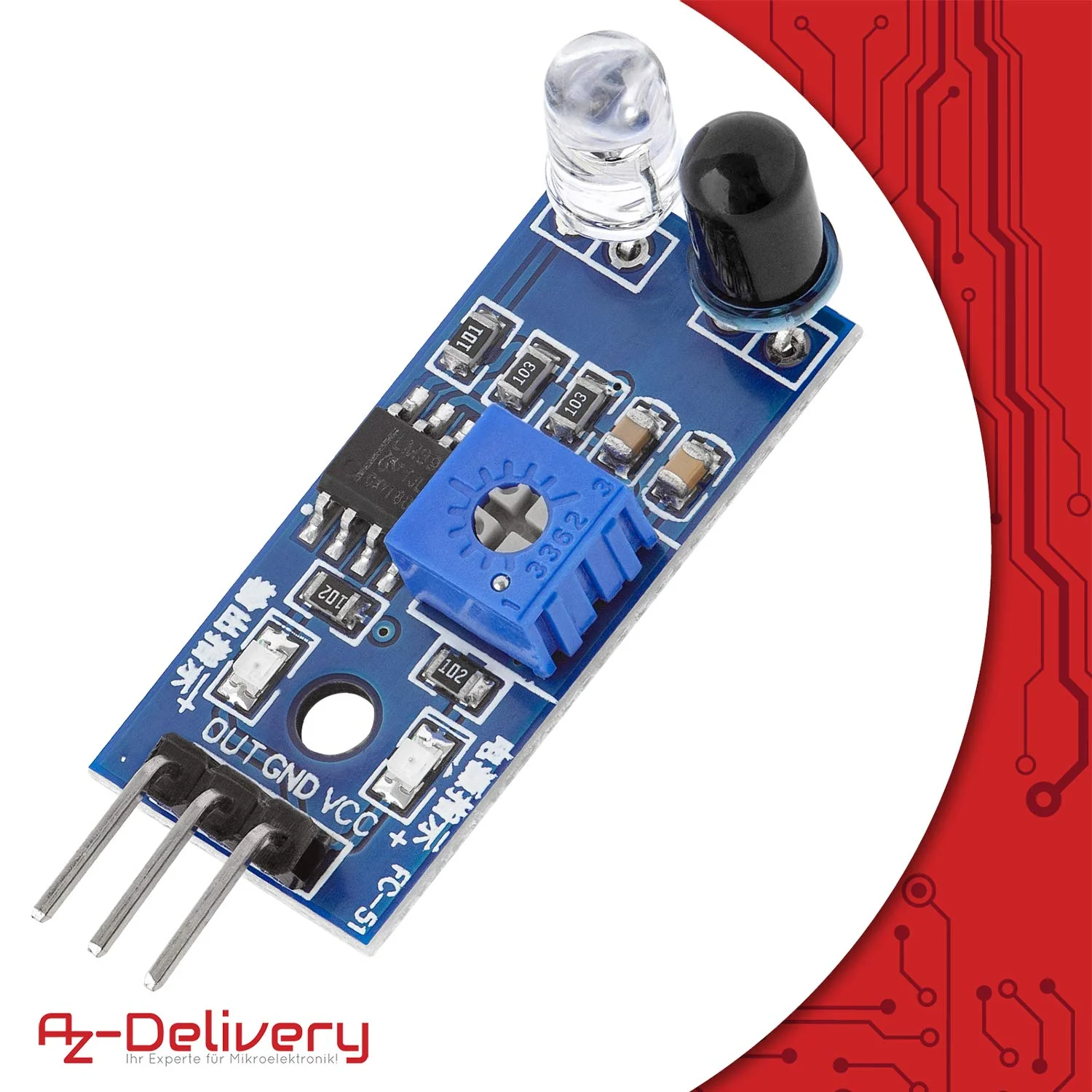 AZDelivery 3 x IR Infrared Module for Obstacle Detection Distance Sensor Compatible with Arduino and Raspberry Pi Includes eBook - Image 4