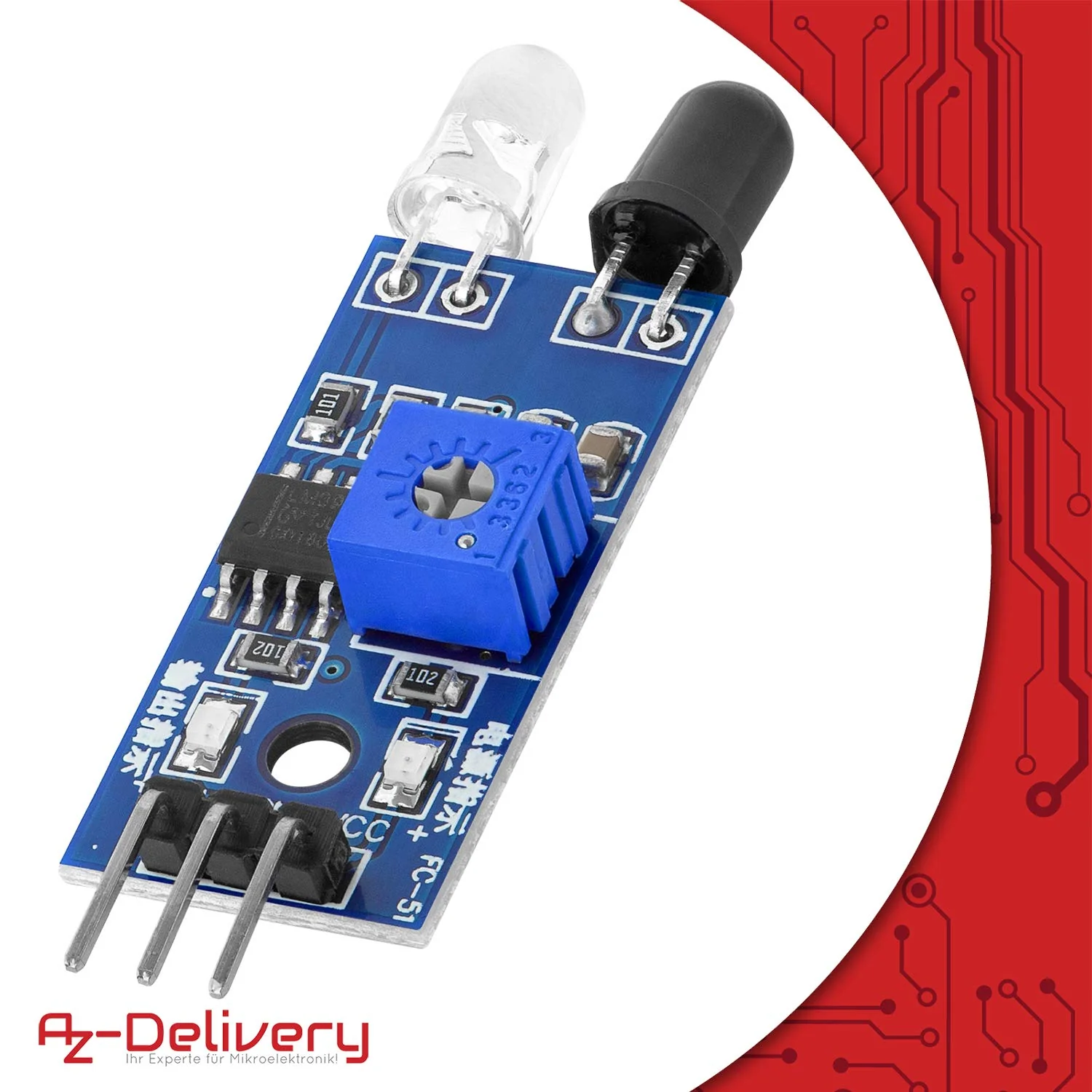 AZDelivery 3 x IR Infrared Module for Obstacle Detection Distance Sensor Compatible with Arduino and Raspberry Pi Includes eBook - Image 7