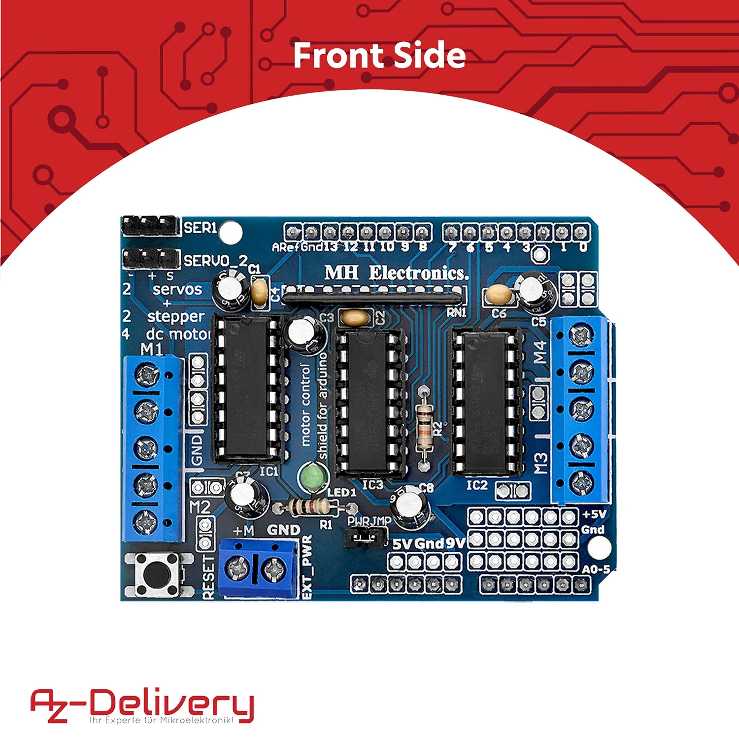 AZDelivery 3 x L293D Motor Driver Shield, 4-Channel Motor Driver Shield, Stepper Motor Driver, Stepper Expansion Board Compatible with Arduino, Includes E-Book! - Image 2