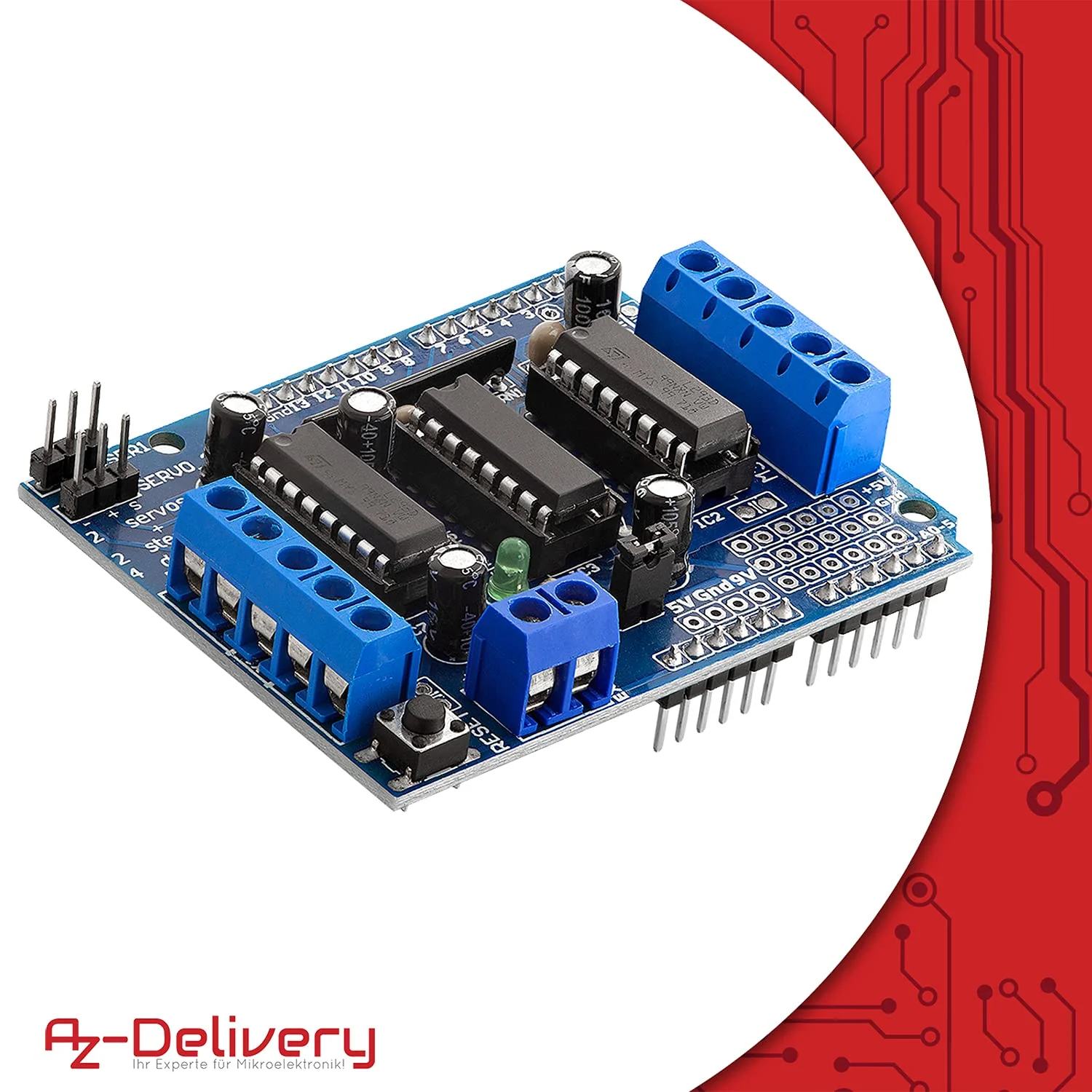 AZDelivery 3 x L293D Motor Driver Shield, 4-Channel Motor Driver Shield, Stepper Motor Driver, Stepper Expansion Board Compatible with Arduino, Includes E-Book! - Image 4