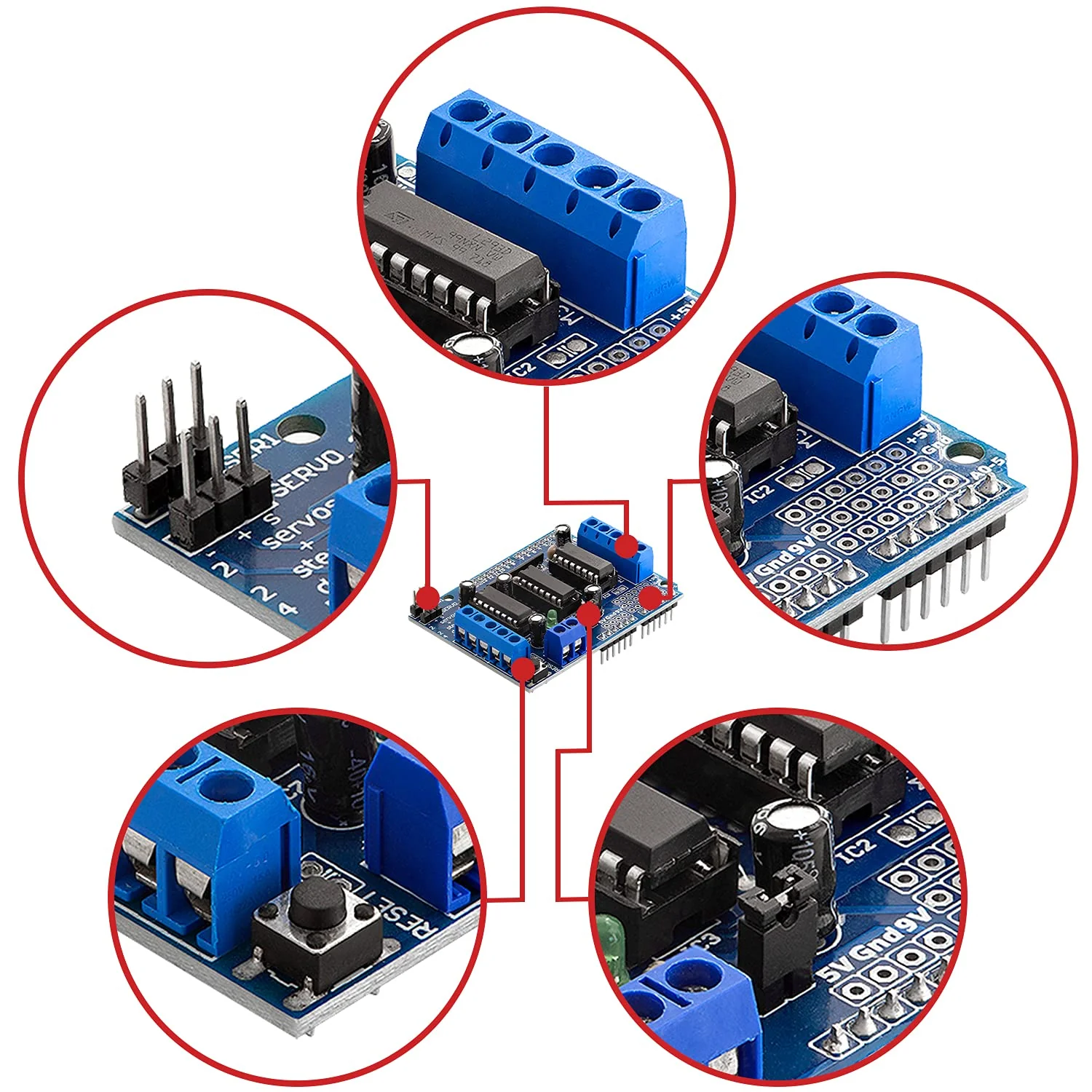 AZDelivery 3 x L293D Motor Driver Shield, 4-Channel Motor Driver Shield, Stepper Motor Driver, Stepper Expansion Board Compatible with Arduino, Includes E-Book! - Image 5
