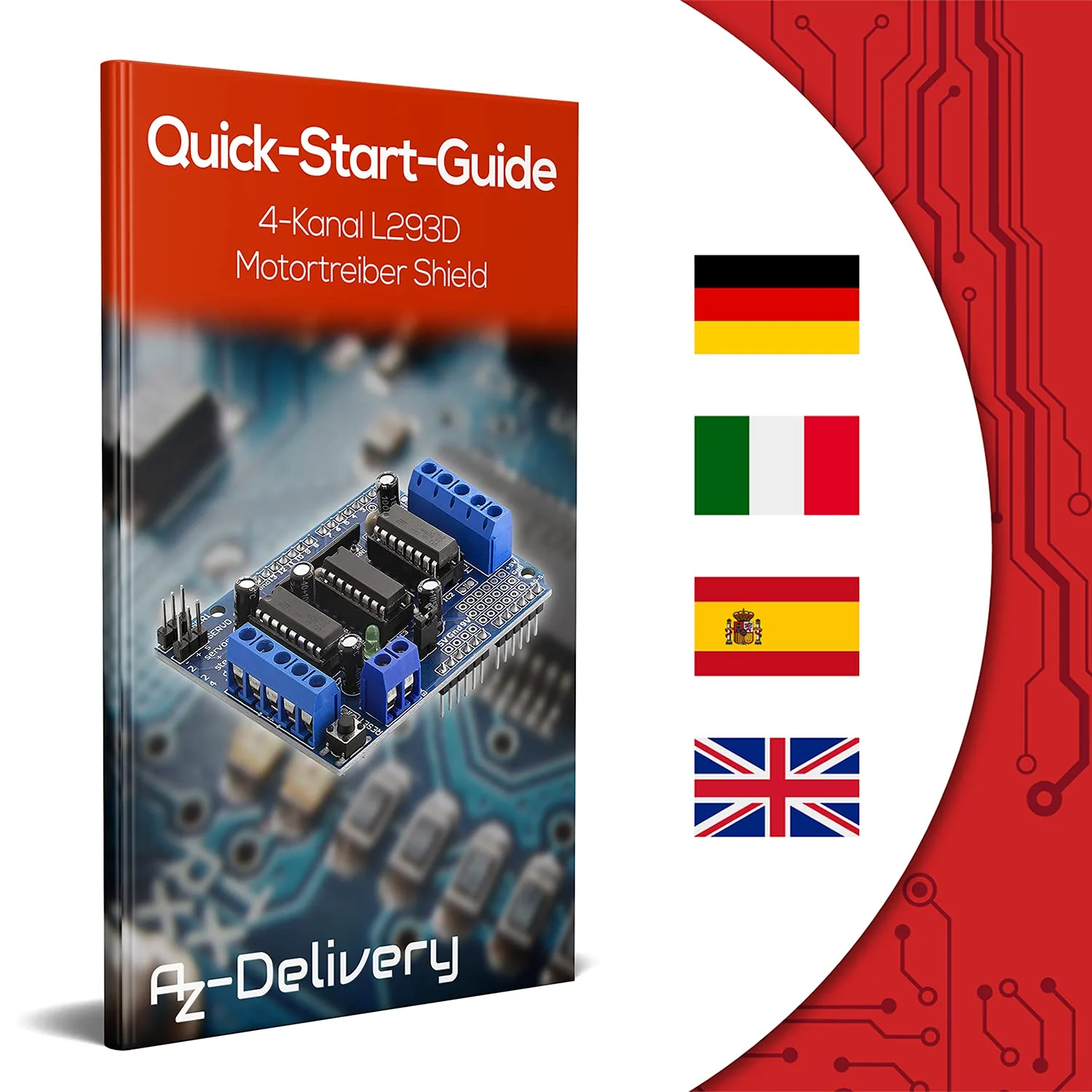 AZDelivery 3 x L293D Motor Driver Shield, 4-Channel Motor Driver Shield, Stepper Motor Driver, Stepper Expansion Board Compatible with Arduino, Includes E-Book! - Image 6