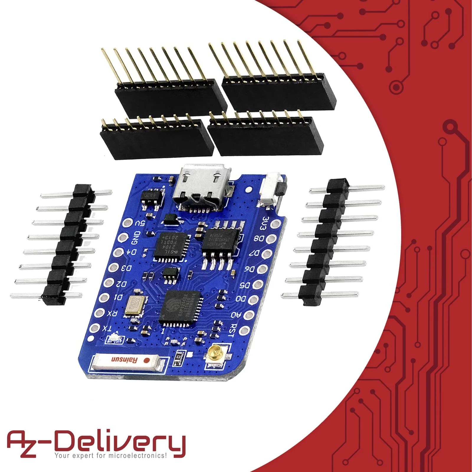 AZDelivery 5 x D1 Mini Pro ESP8266 ESP-8266EX CP2104 WiFi Development Board Compatible with Arduino Includes E-Book - Image 4