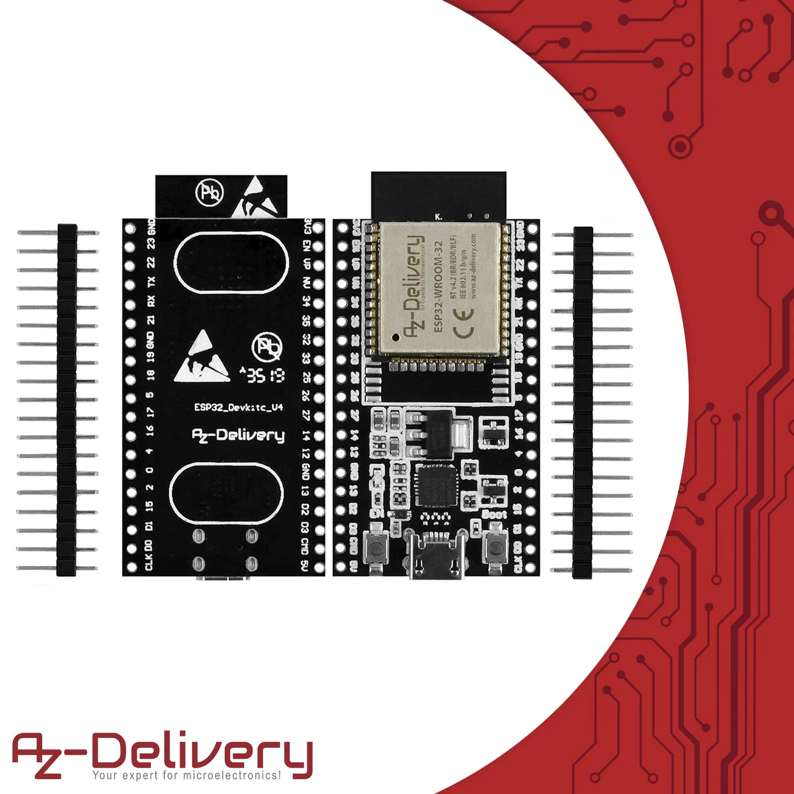 AZDelivery 5 x ESP32 Board Dev Kit C V4 NodeMCU WLAN WiFi Development Board Unsoldered Compatible with Arduino including E-Book! (Successor Module of ESP32 Dev Kit C) | ESP 32 by AZ Delivery ESP32 with CP2102 - Image 5