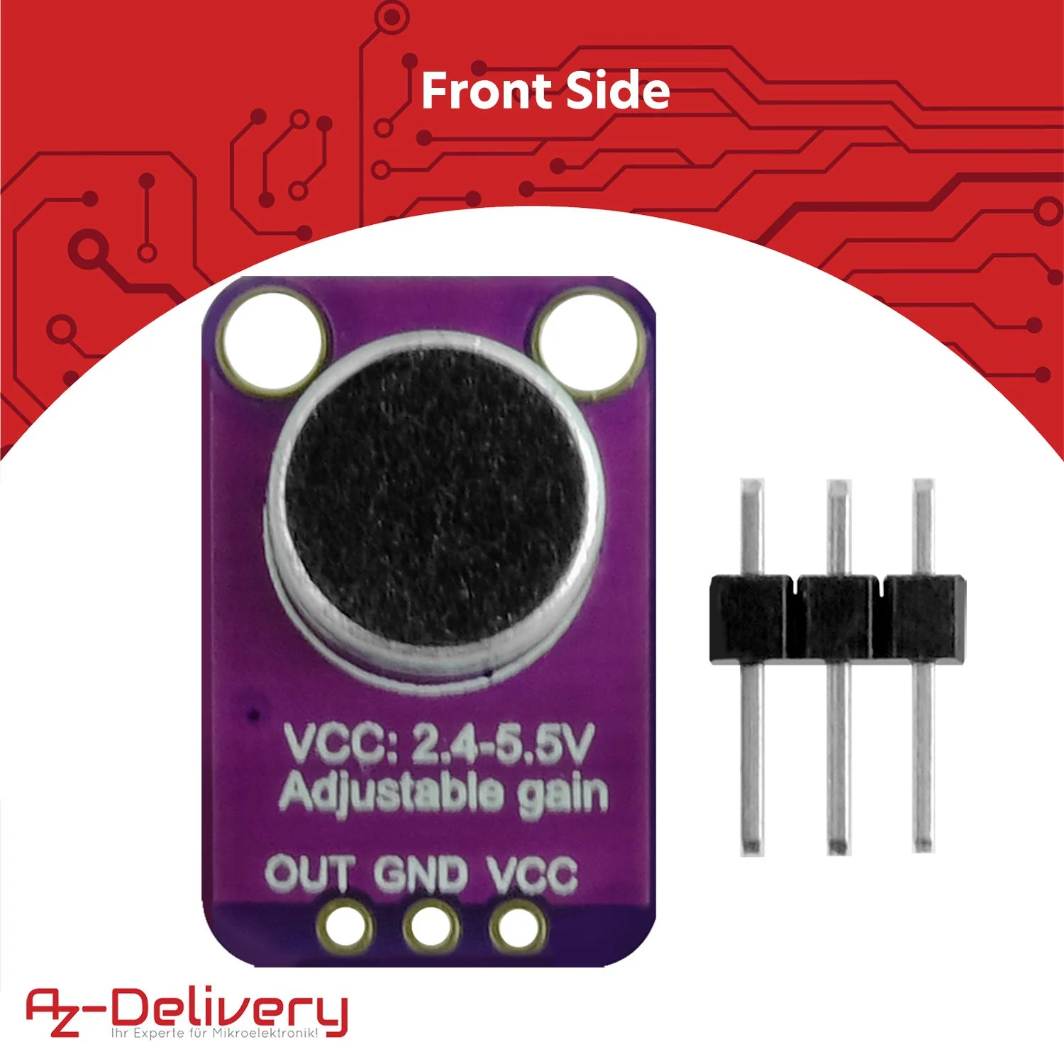 AZDelivery 5 x GY-MAX4466 Electret Microphone Amplifier, Microphone Amplifier Breakout Sensor MAX4466 Compatible with Arduino and Raspberry Pi Includes E-Book! - Image 2