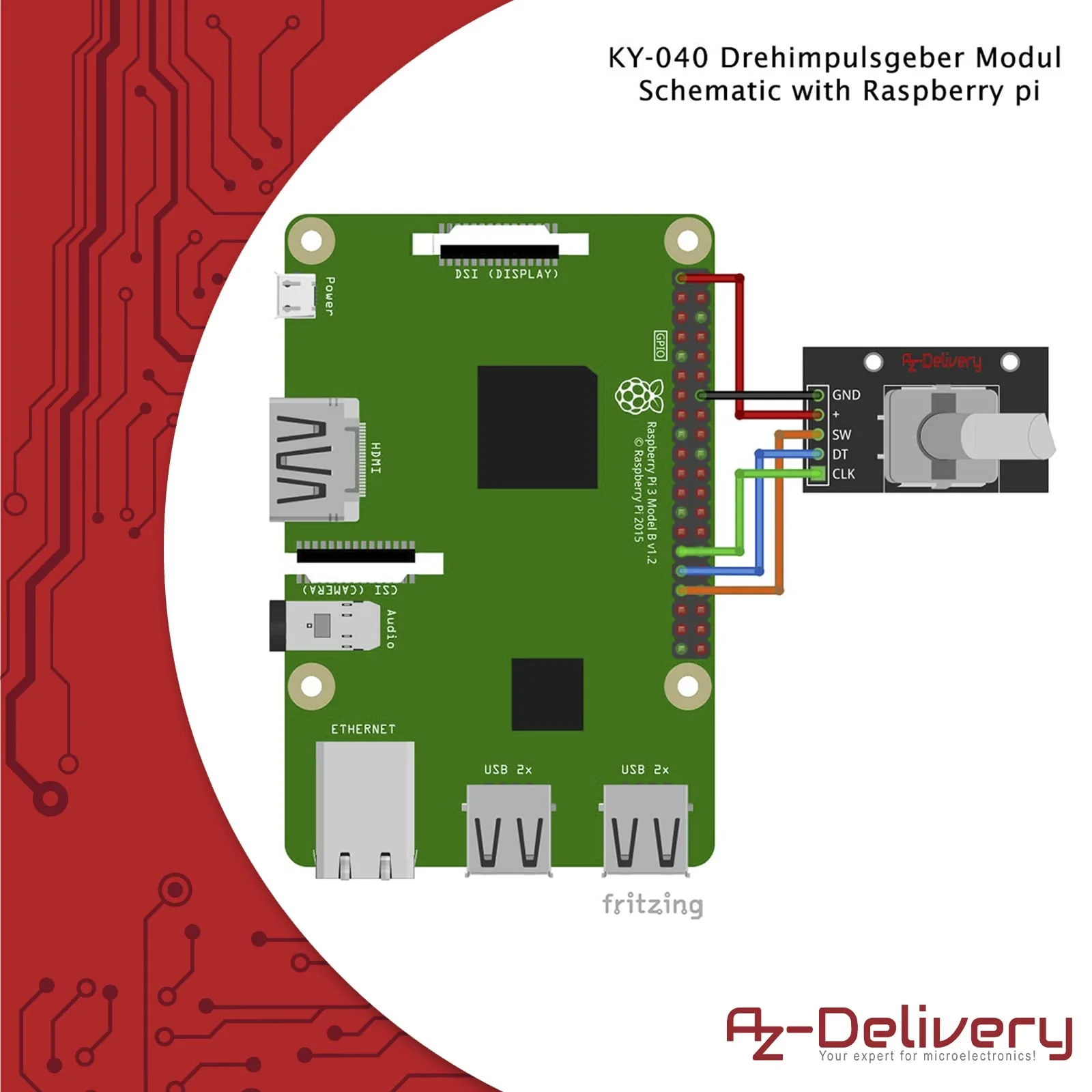 AZDelivery 5 x KY-040 Rotary Encoder, Rotary Encoder, Module Compatible with Arduino, Includes E-Book! - Image 6