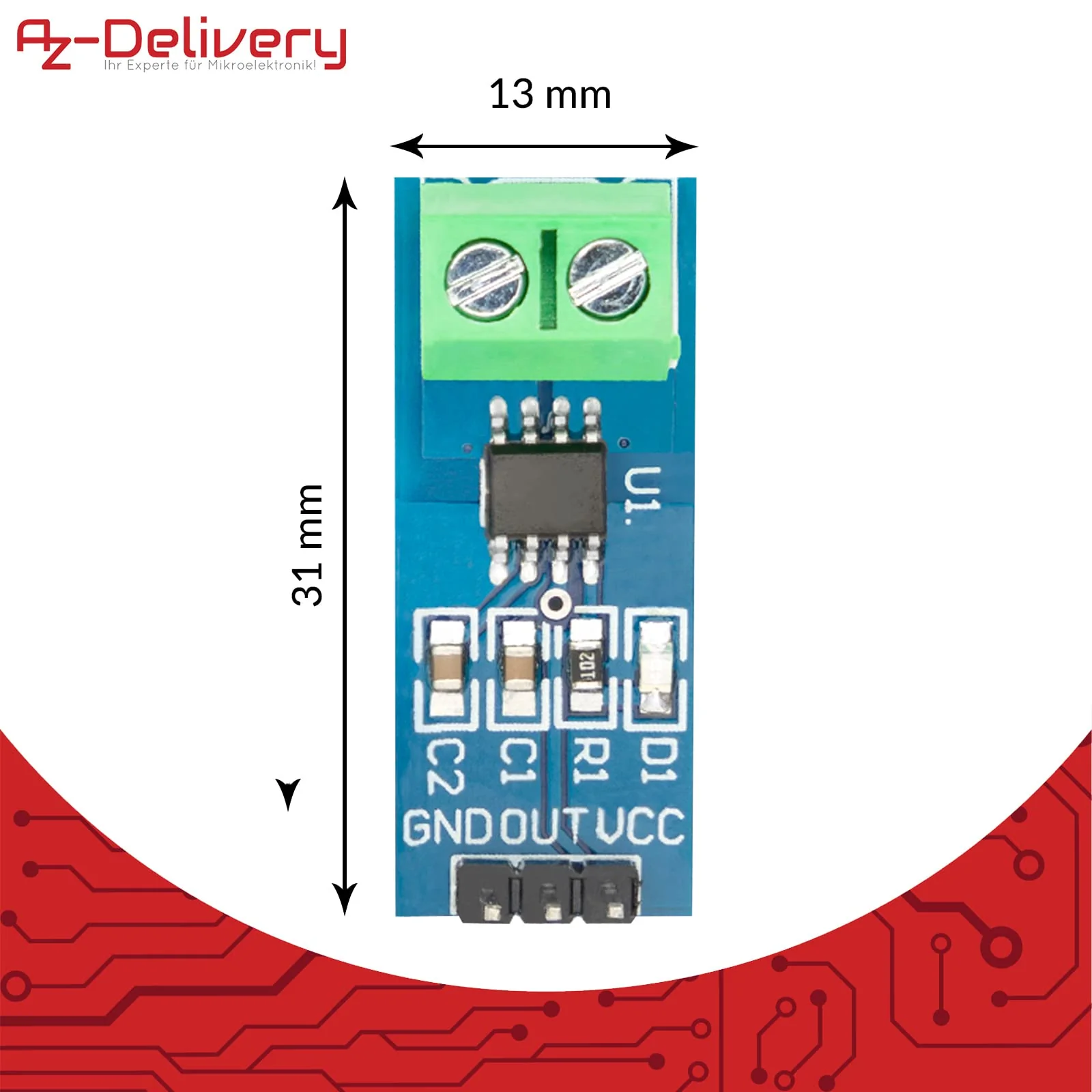 AZDelivery ACS712 Current Sensor 5A Measuring Range Module Current Sensor Compatible with Arduino Bascom Includes E-Book - Image 4