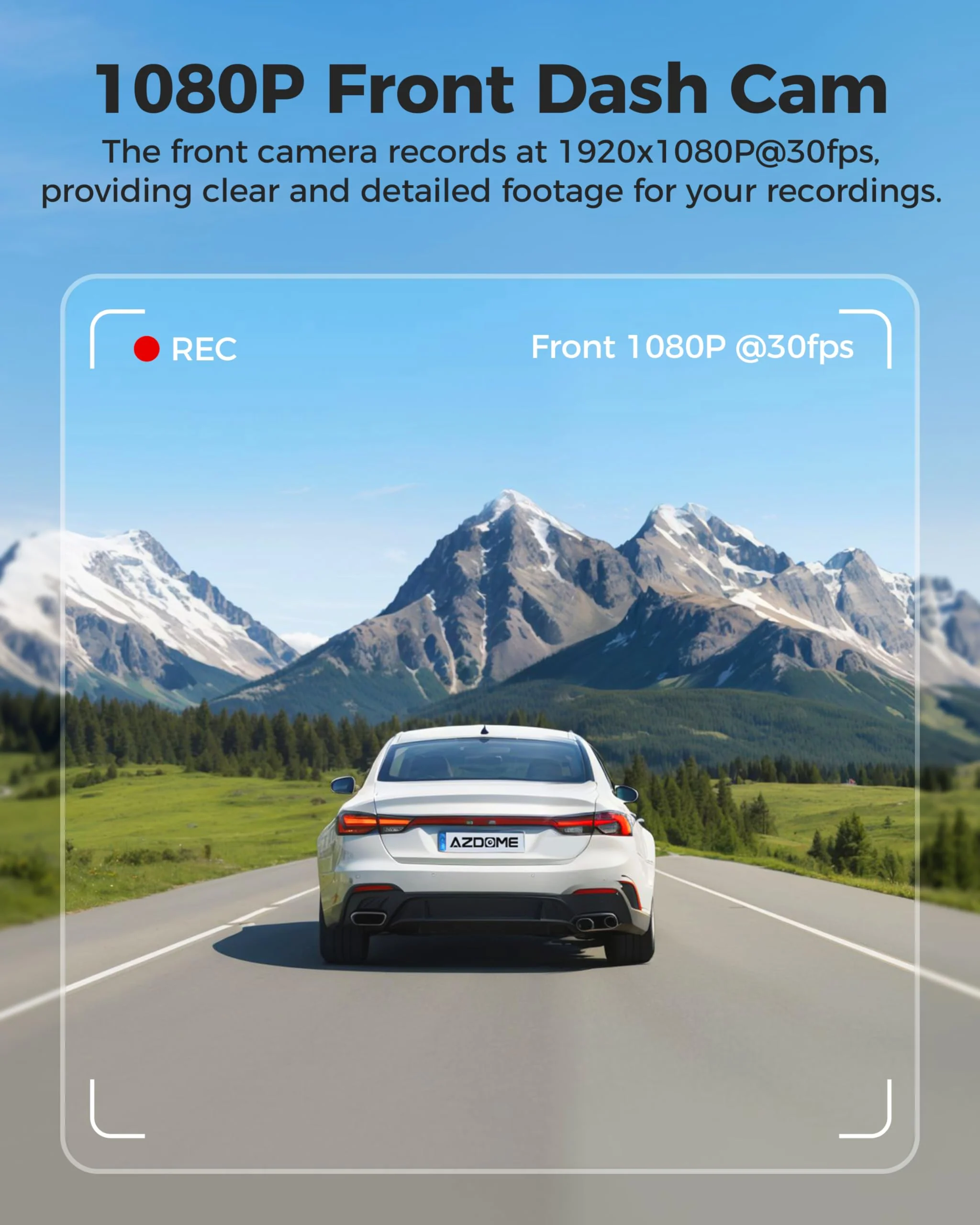 AZDOME M200 Mini Dash Cam WiFi Dashcam - Single Channel Dash Cam for Broad Road Coverage - Built-in WiFi - Full HD Resolution - Parking Monitor - App Connectivity - Collision Detection - Night Vision - Image 7