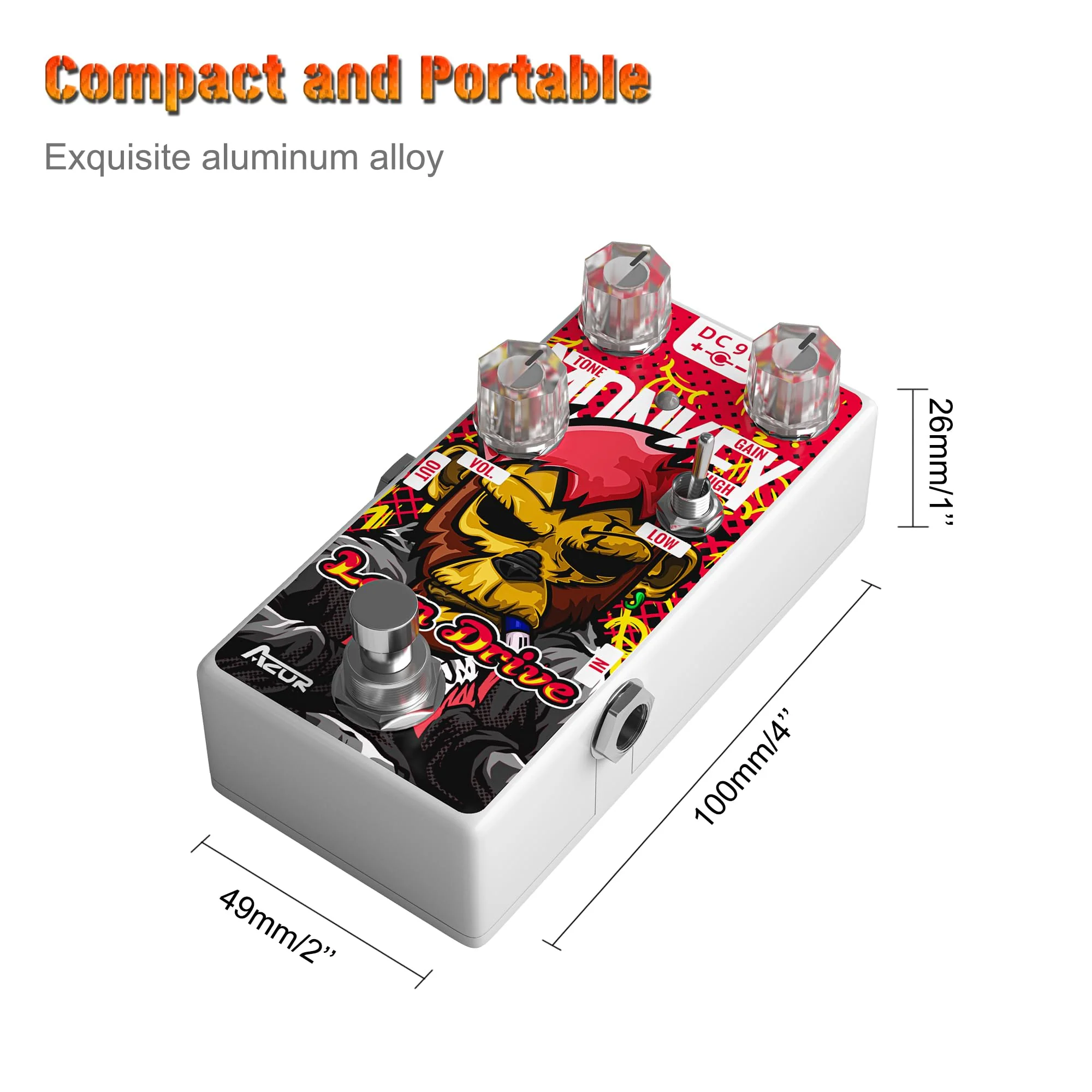 AZOR Leon Dirve Guitar Pedal, Mini Overdrive Analog Effect Pedal for Electric Guitar Pedalboard True Bypass AP503 - Image 3