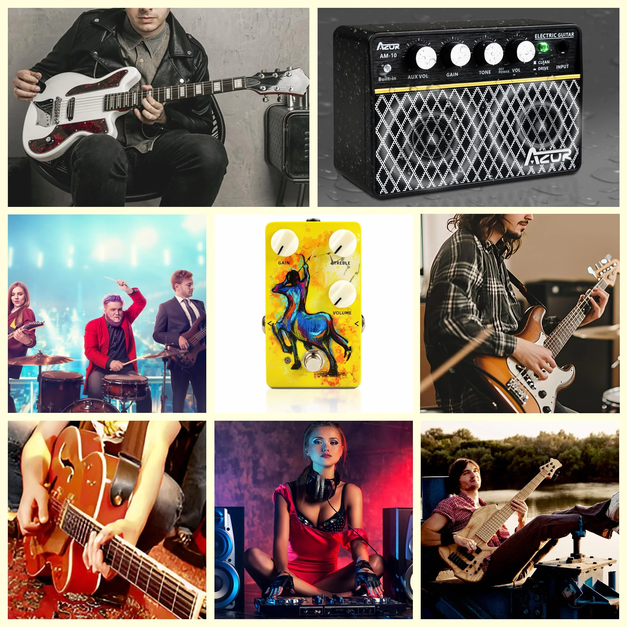 AZOR SAG OVER DRIVE Analog Overdrive Pedal - True Bypass with Tilt-Angle Footswitch, High Gain Effects for Electric Guitar, 3-Knob Control (GAIN/VOLUME/TONE), DC9V Powered, Low Noise - Image 8