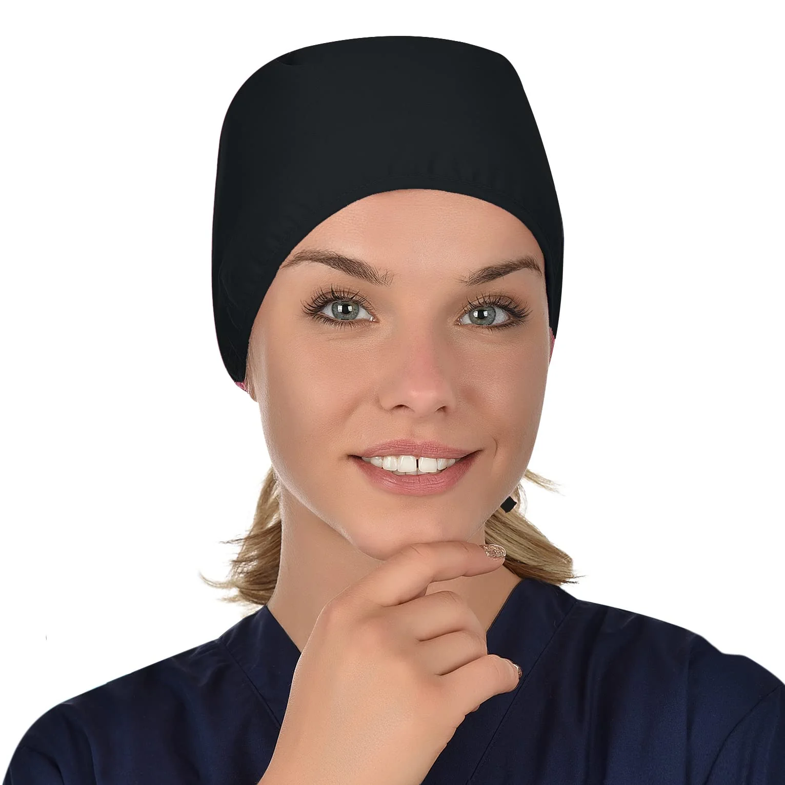 B-well Surgical Hood Fabric Surgical Caps Fabric Nurse Accessories for Doctors, Nurses, Dentists, Pharmacists, Vets, Medical Personnel, Black - Image 3