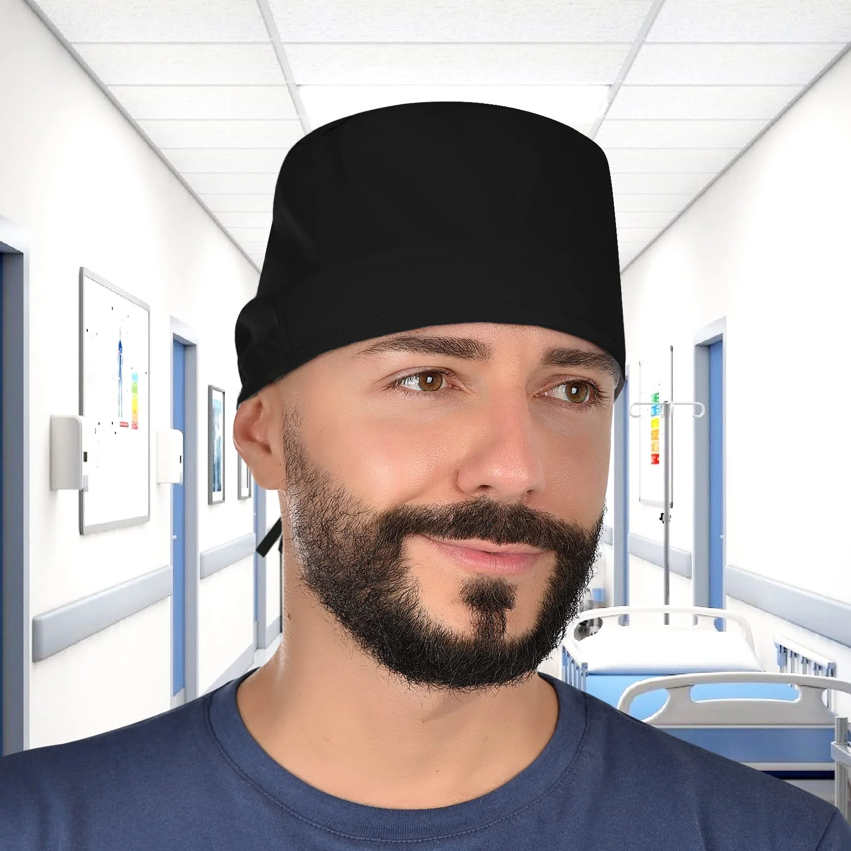 B-well Surgical Hood Fabric Surgical Caps Fabric Nurse Accessories for Doctors, Nurses, Dentists, Pharmacists, Vets, Medical Personnel, Black - Image 4