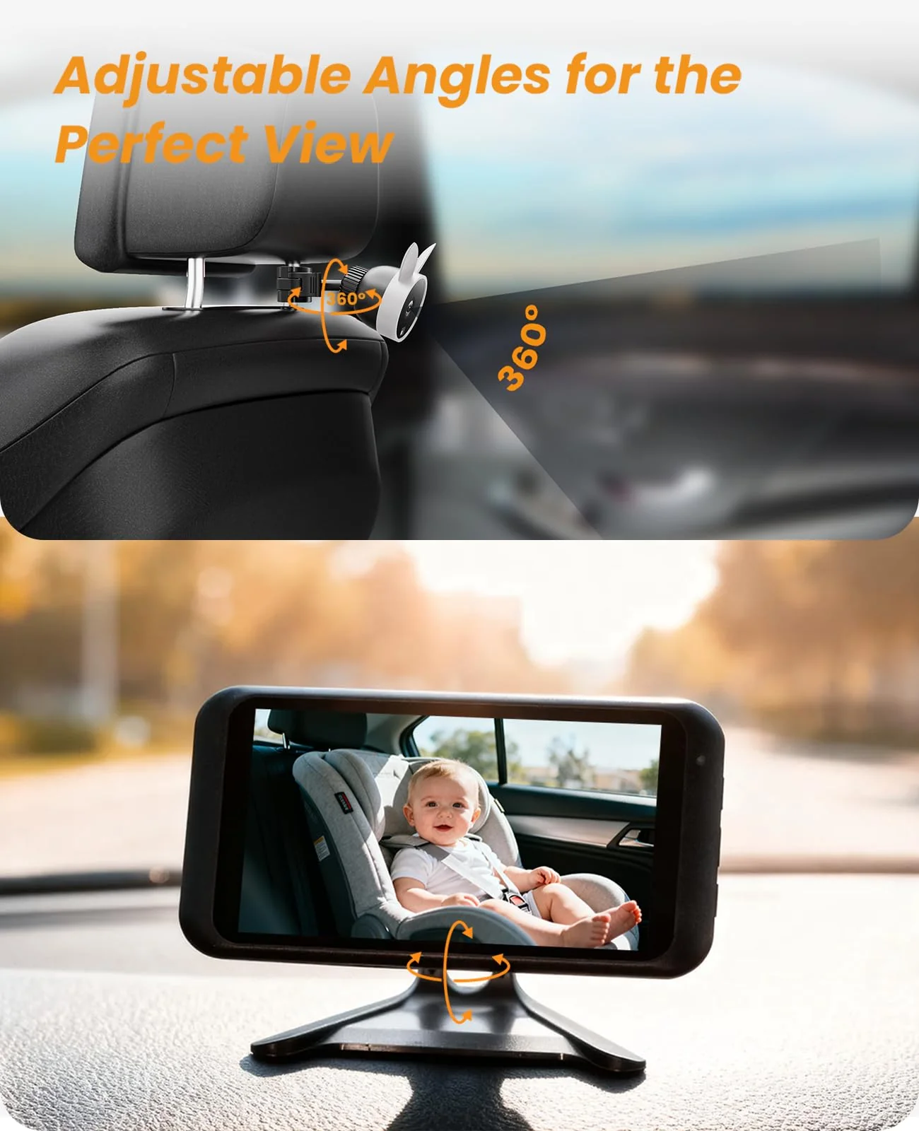 Babyvue USB Car Camera for Baby : 4.5" Baby Car Camera with 1080P Crystal Clear Mirror View, Easy Installation Carseat Rear Facing Moitor for Kids, HD IR Night Vision Backseat Monitor White - Image 8