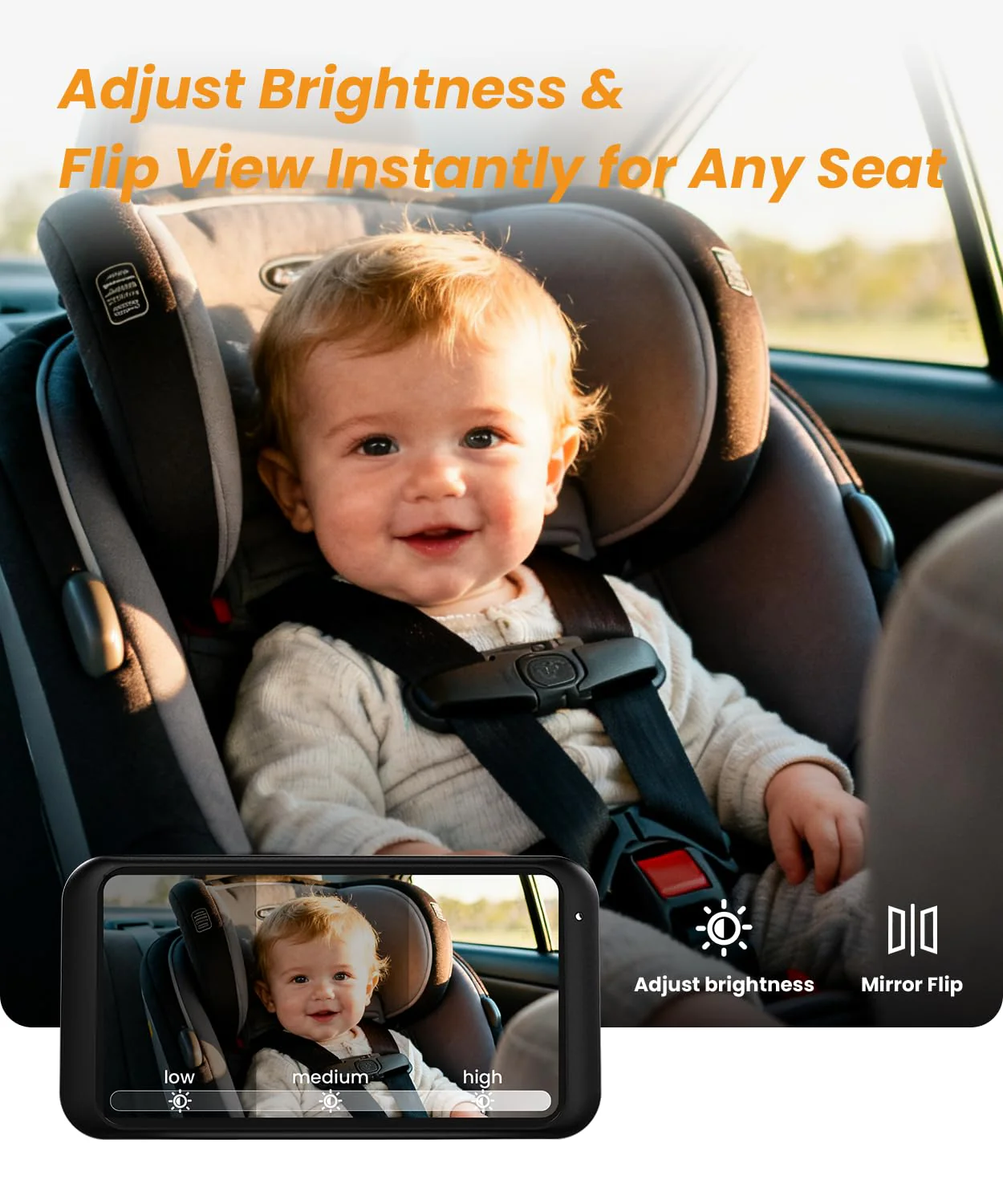 Babyvue USB Car Camera for Baby : 4.5" Baby Car Camera with 1080P Crystal Clear Mirror View, Easy Installation Carseat Rear Facing Moitor for Kids, HD IR Night Vision Backseat Monitor White - Image 9