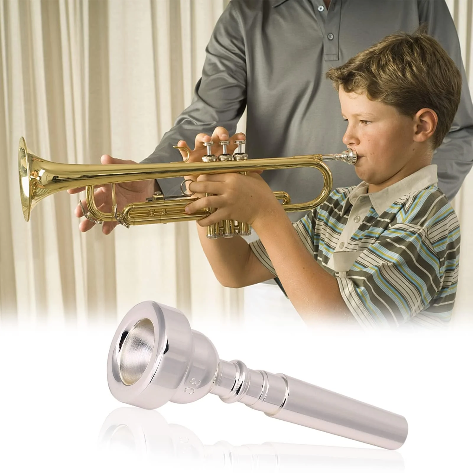 Bach Trumpet Mouthpiece 3C, New Silver Gold Plated Trumpet Mouthpiece 3C Size for Musical Instrument Accessory - Image 6