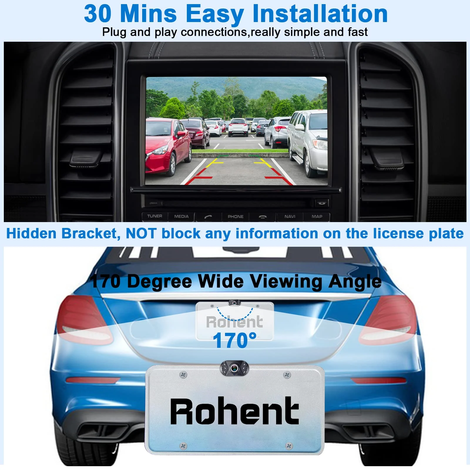 Backup Camera Easy to Install for Car: HD Clear Picture Reverse Camera Night Vision - Wide Angle IP69 Waterproof Rear View Camera for Vans SUVs Sedans Trucks - Image 5