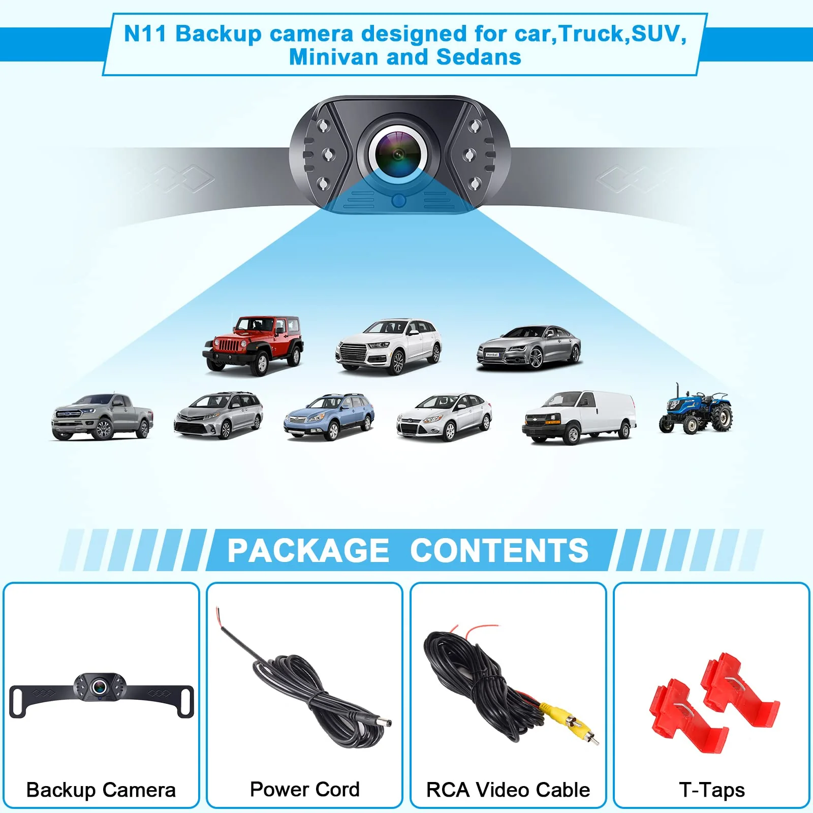 Backup Camera Easy to Install for Car: HD Clear Picture Reverse Camera Night Vision - Wide Angle IP69 Waterproof Rear View Camera for Vans SUVs Sedans Trucks - Image 6