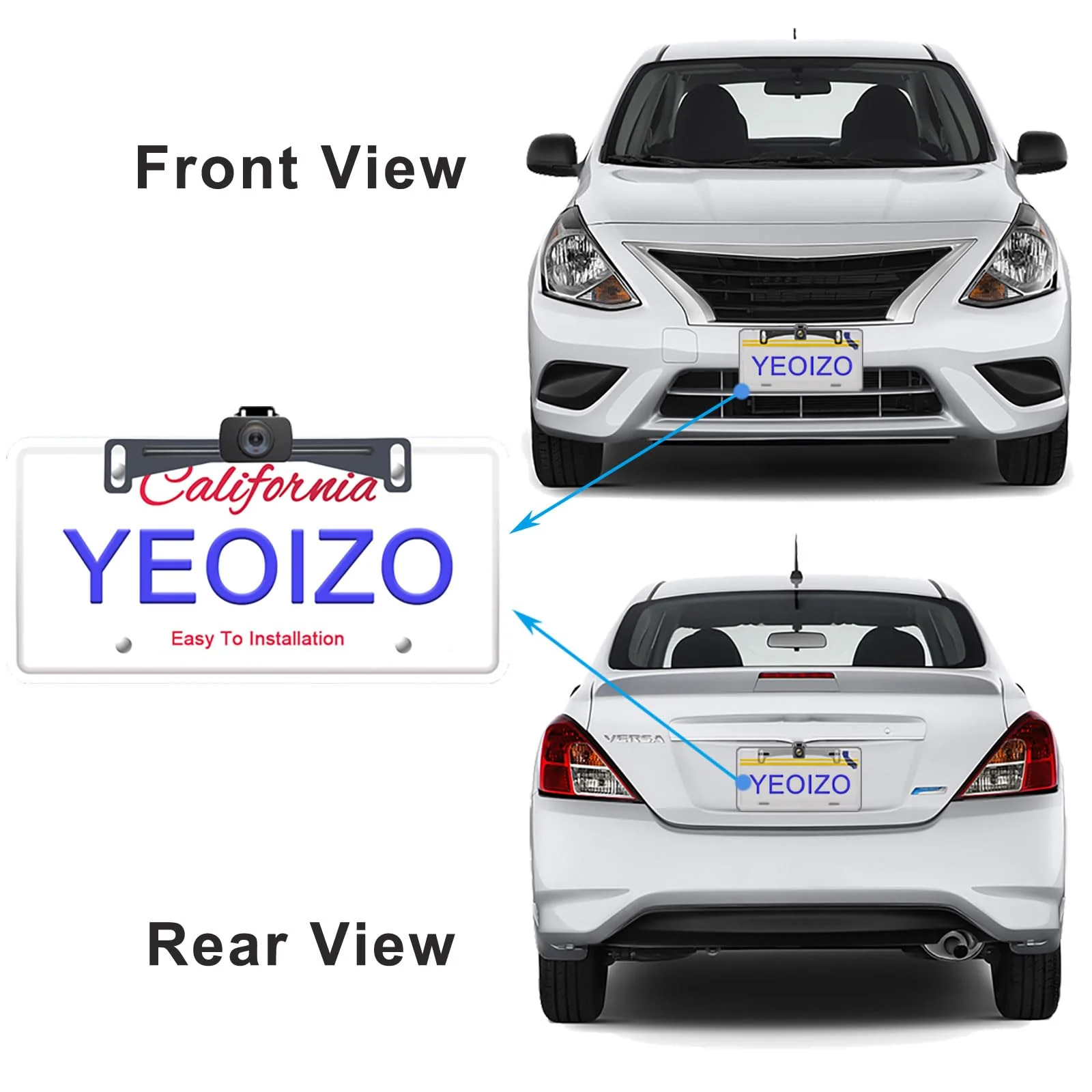 Backup Camera License Plate Mount,Upgraded Full Stainless Steel Bracket, Universal Car Dash Cam Mirror Metal Brackets, Reverse Rear View Back up Cameras Kit - Image 5